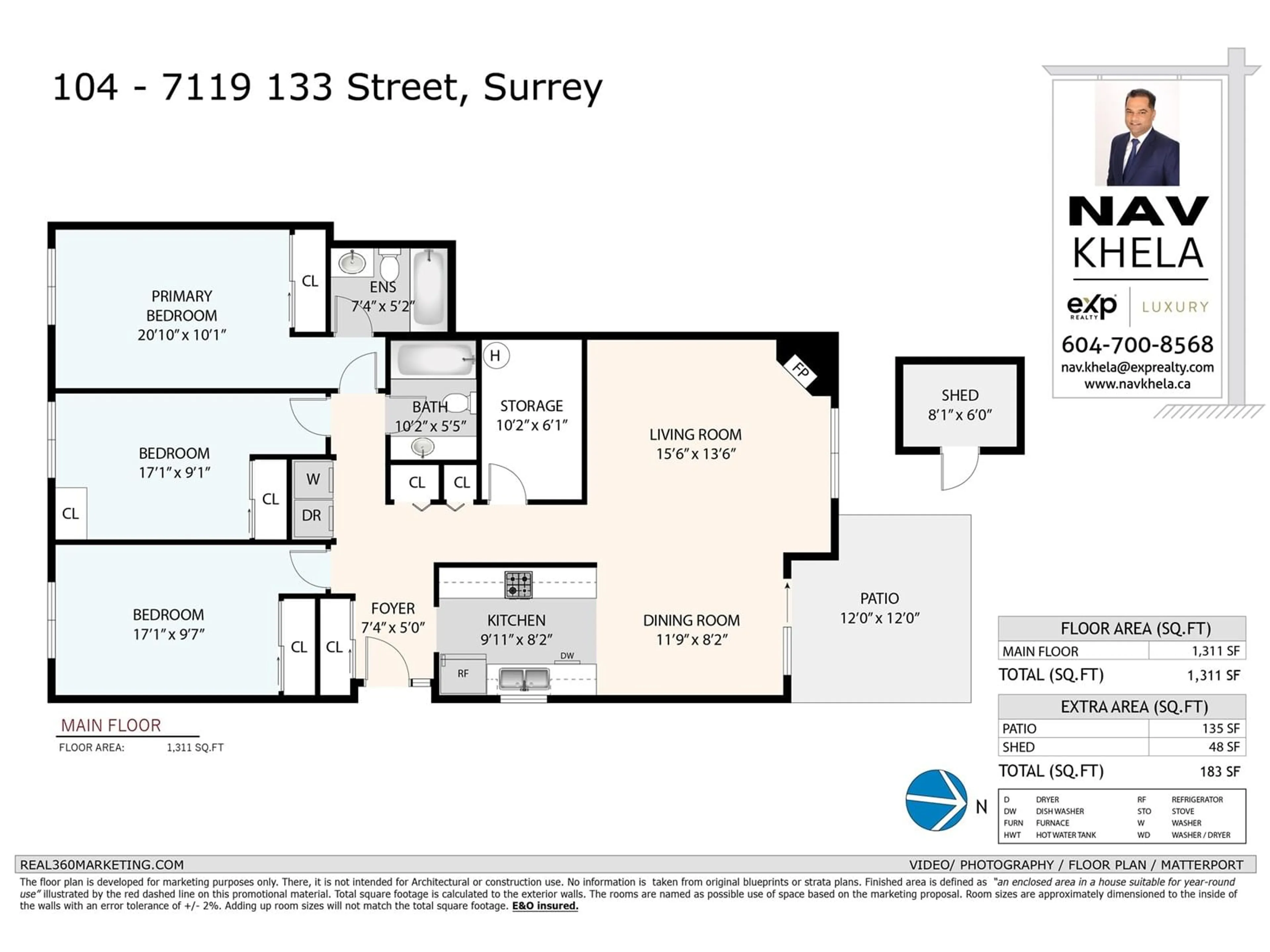 Floor plan for 104 - 7119 133, Surrey British Columbia V3W7Z6
