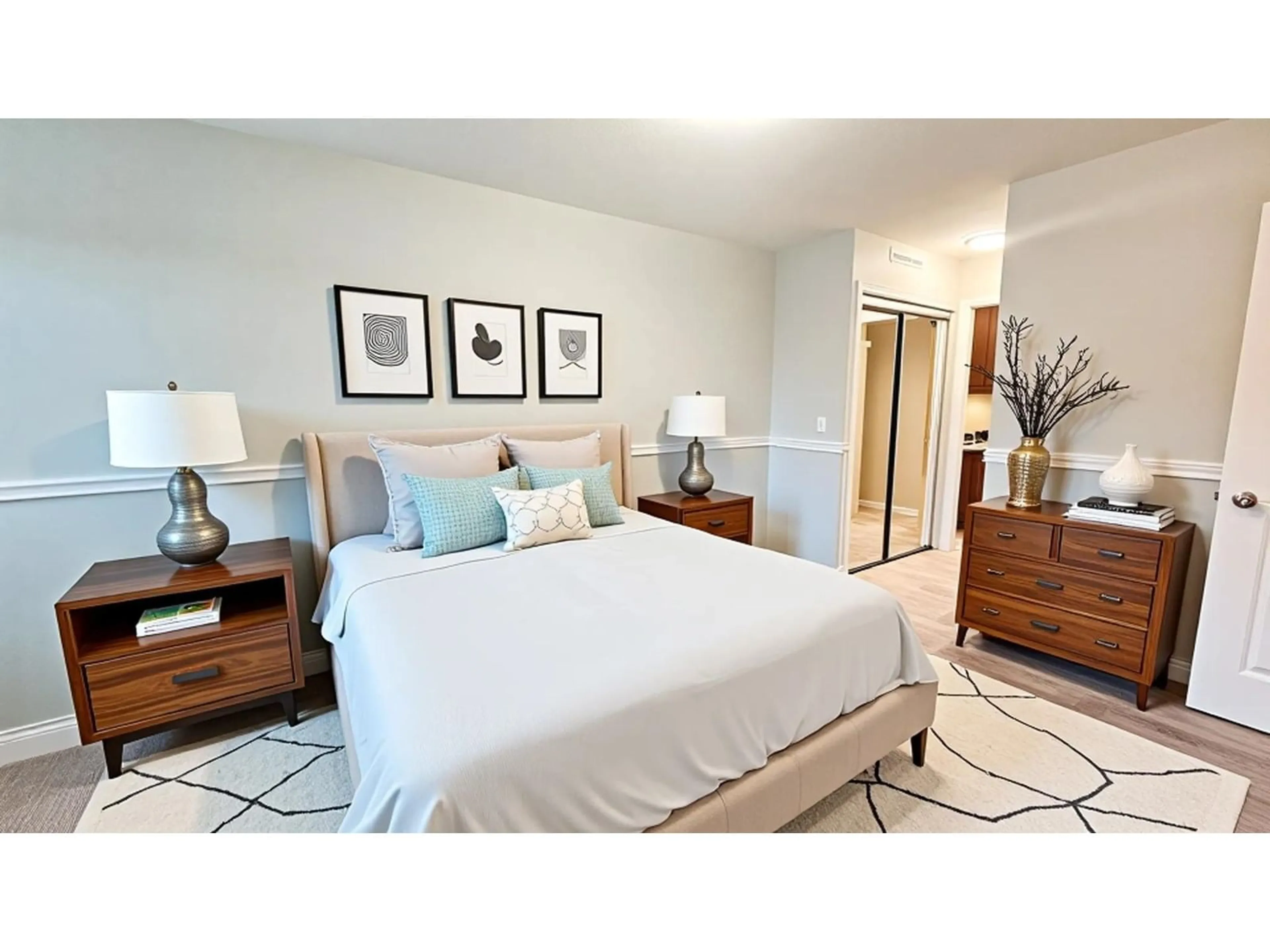 Bedroom with bed, wood/laminate floor for 405 - 19939 55A, Langley British Columbia V3A3X4