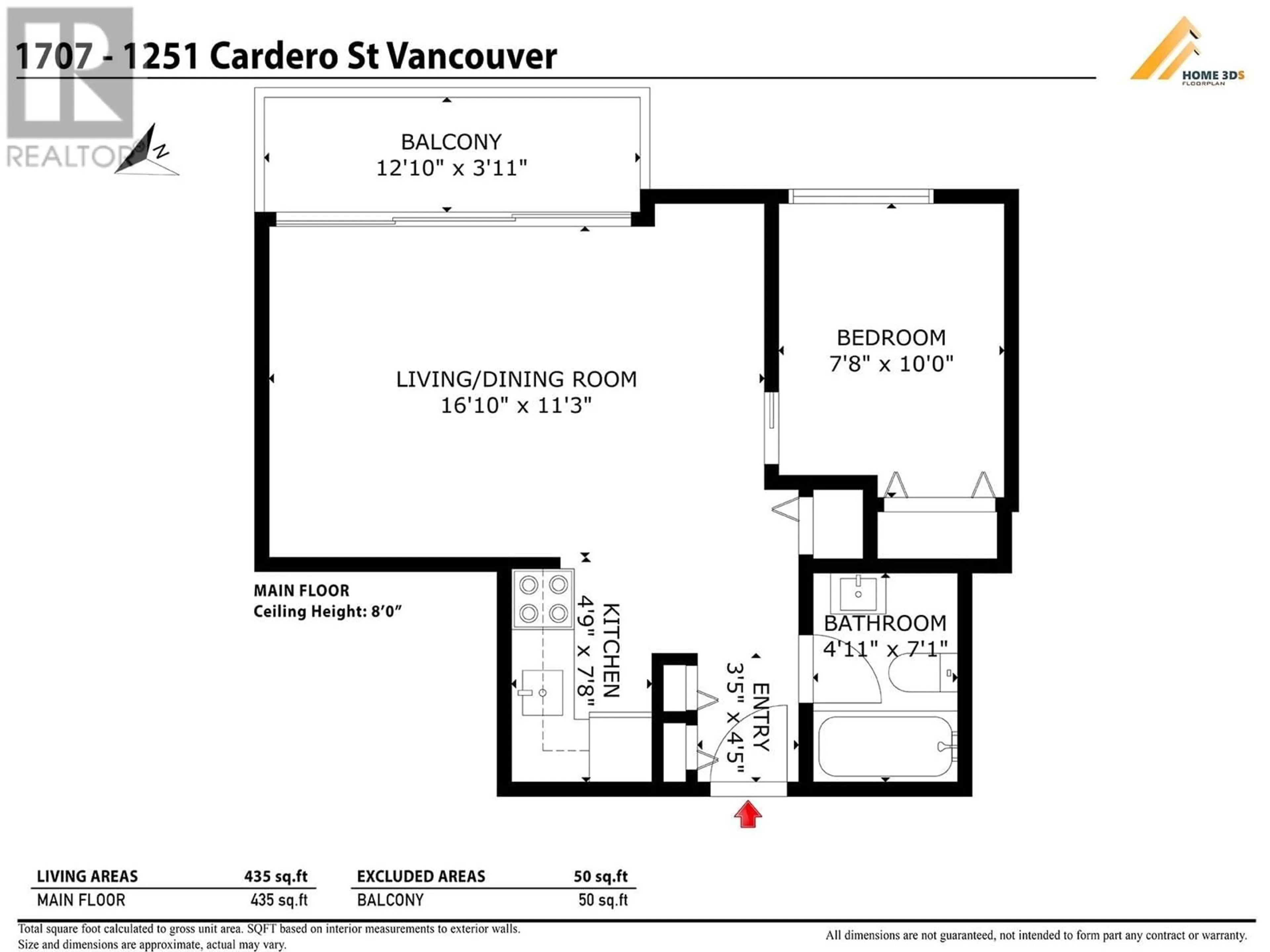 Floor plan for 1707 - 1251 CARDERO STREET, Vancouver British Columbia V6G2H9