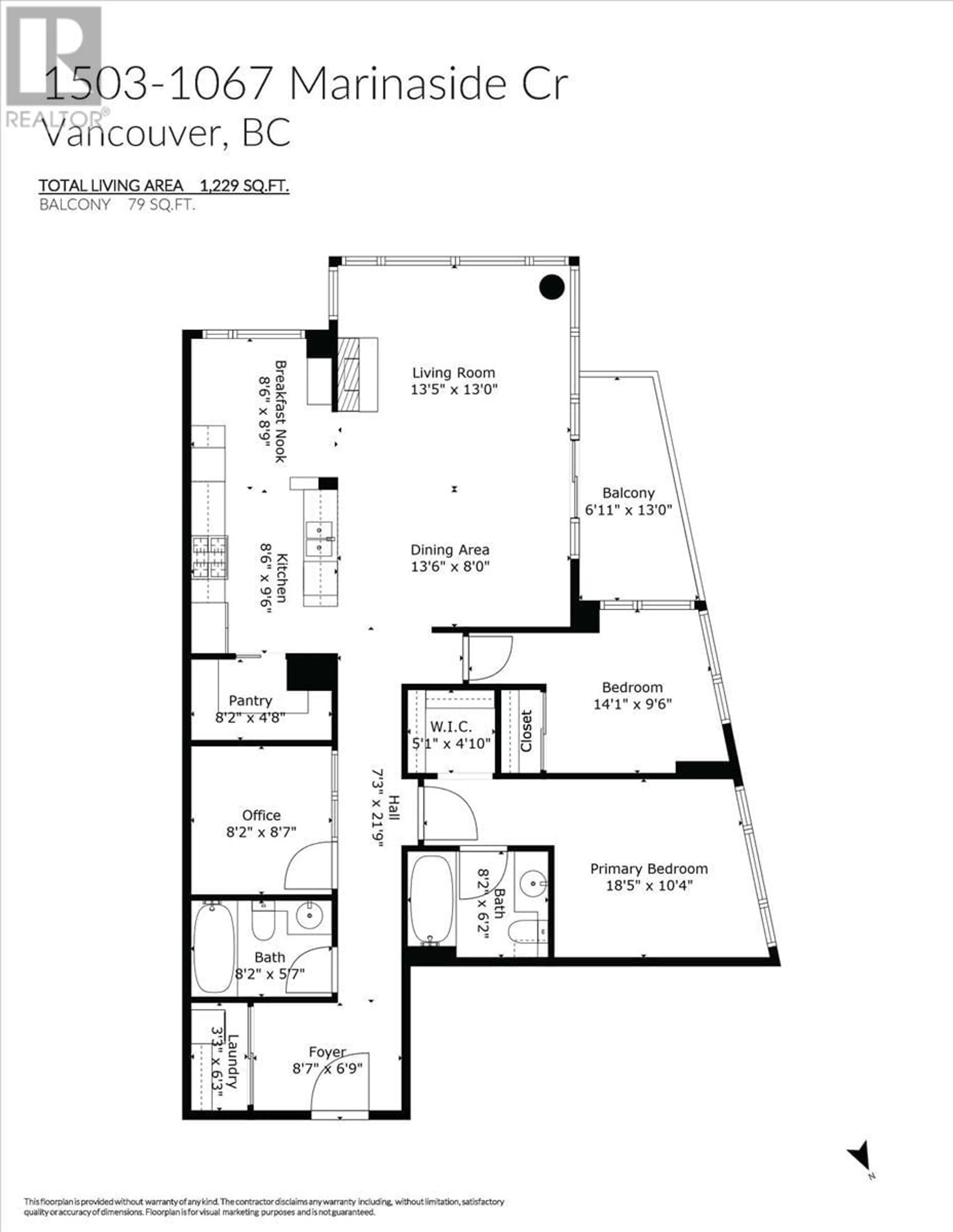 Floor plan for 1503 - 1067 MARINASIDE CRESCENT, Vancouver British Columbia V6Z3A4