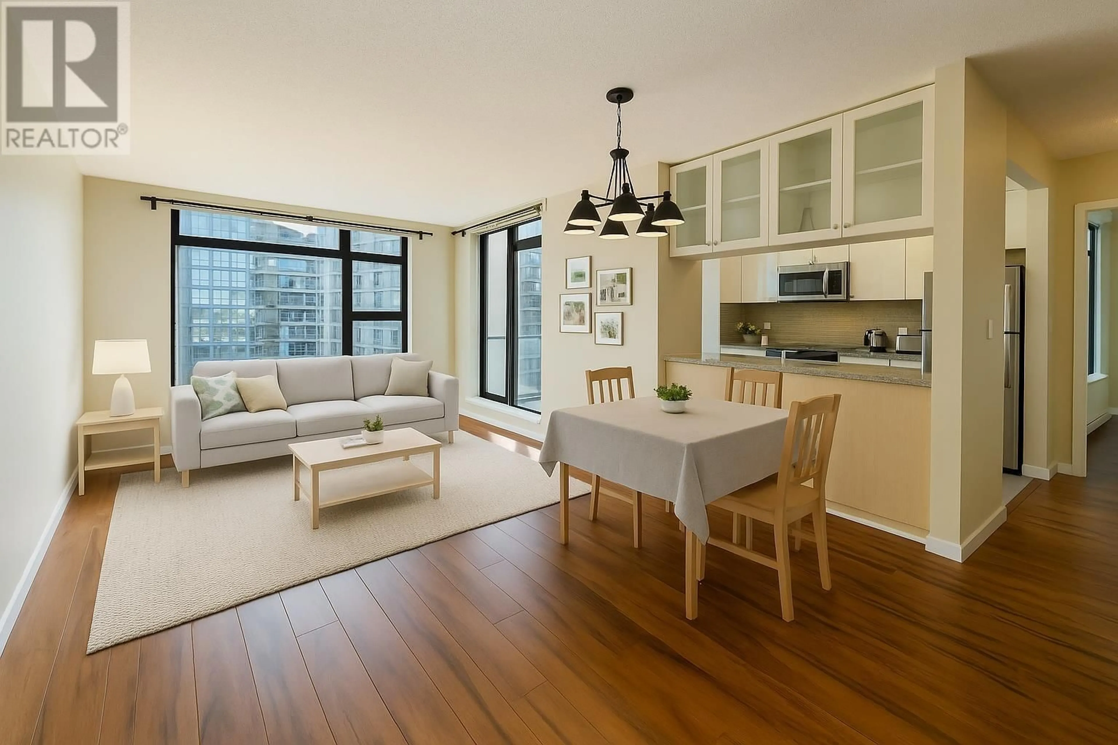 Open concept kitchen, wood/laminate floor for 906 - 6351 BUSWELL STREET, Richmond British Columbia V6Y0A4
