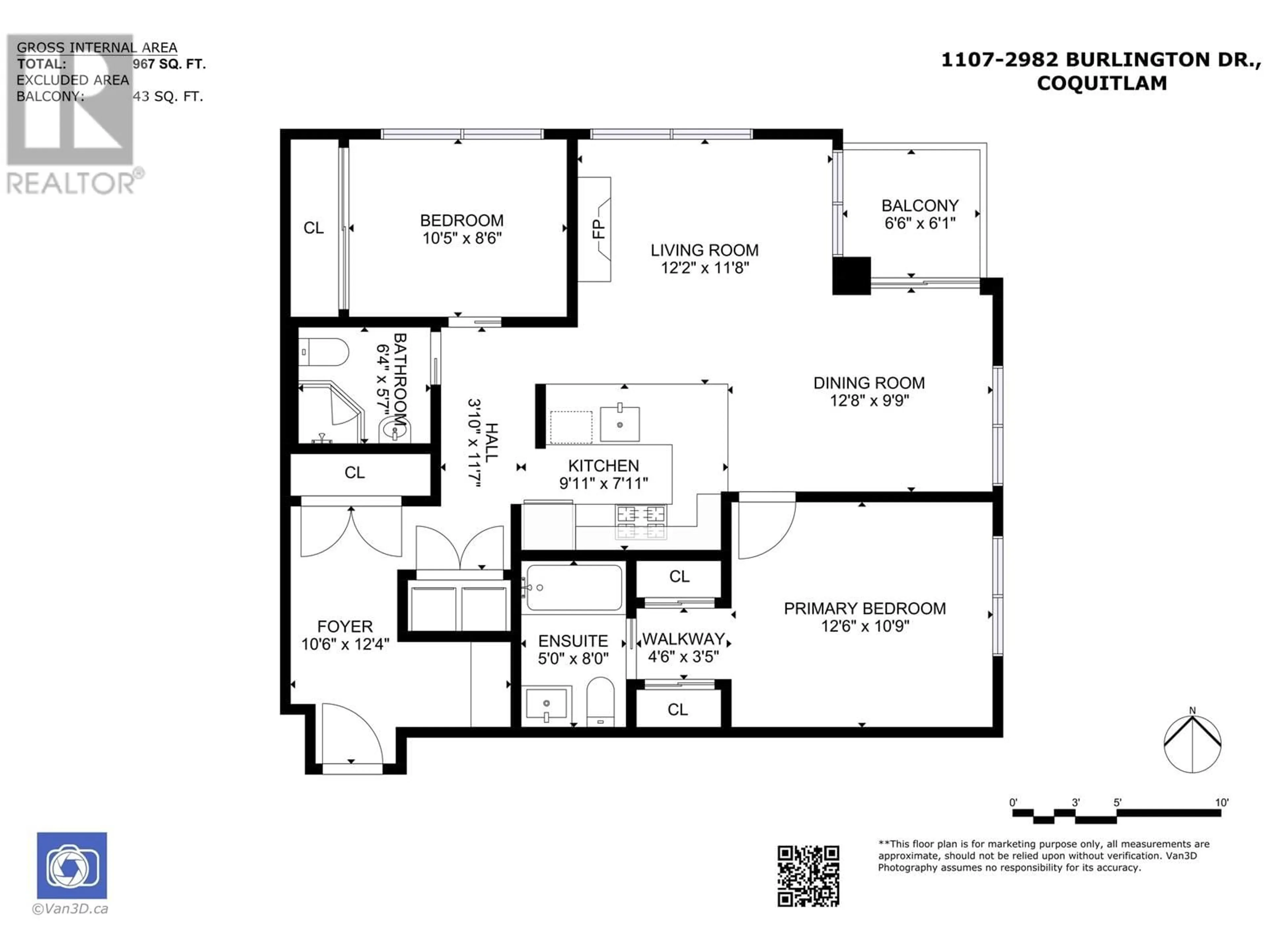 Floor plan for 1107 - 2982 BURLINGTON DRIVE, Coquitlam British Columbia V3B0B3