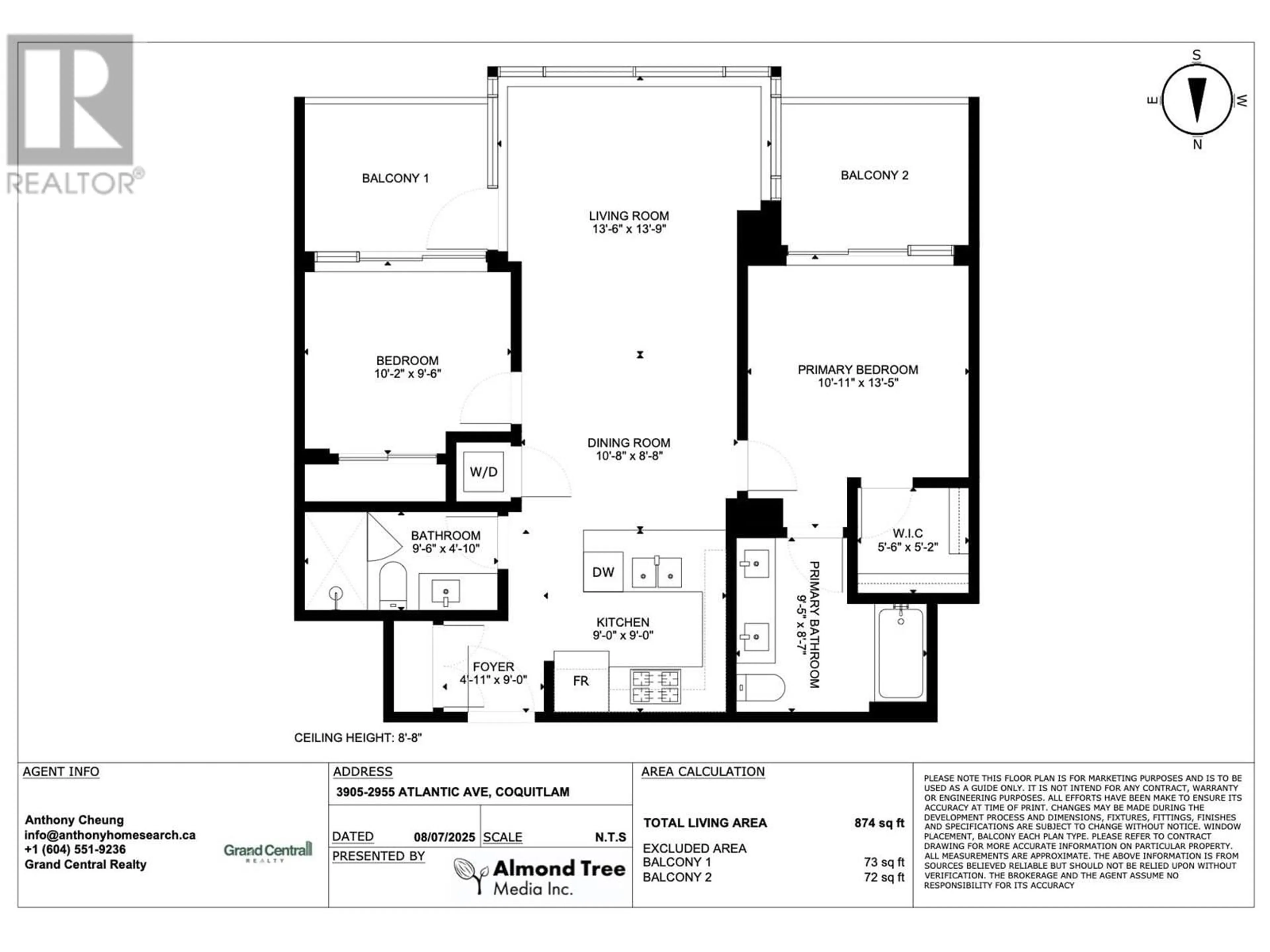 Floor plan for 3905 - 2955 ATLANTIC AVENUE, Coquitlam British Columbia V3B0H9