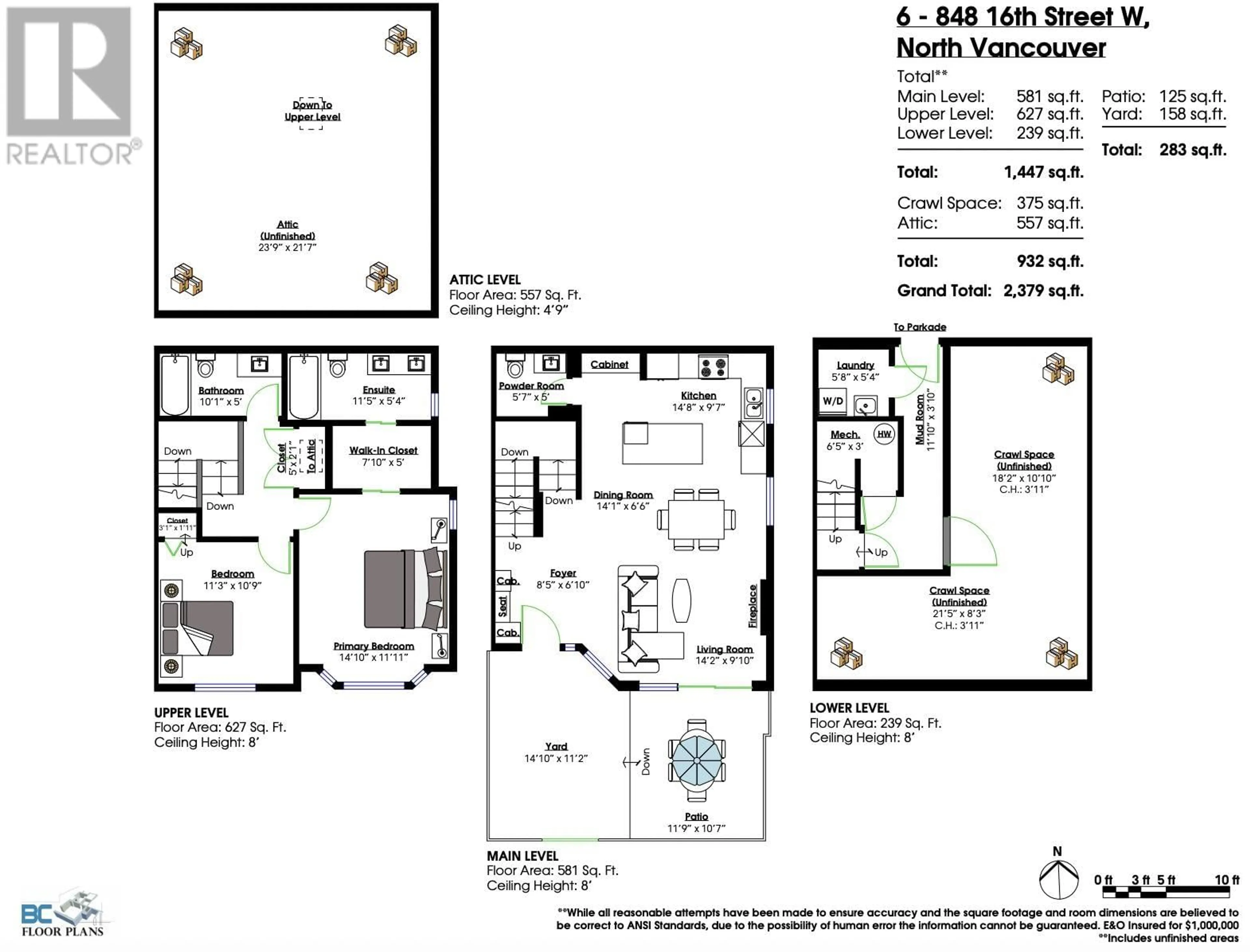 Floor plan for 6 - 848 16TH STREET, North Vancouver British Columbia V7P1R3