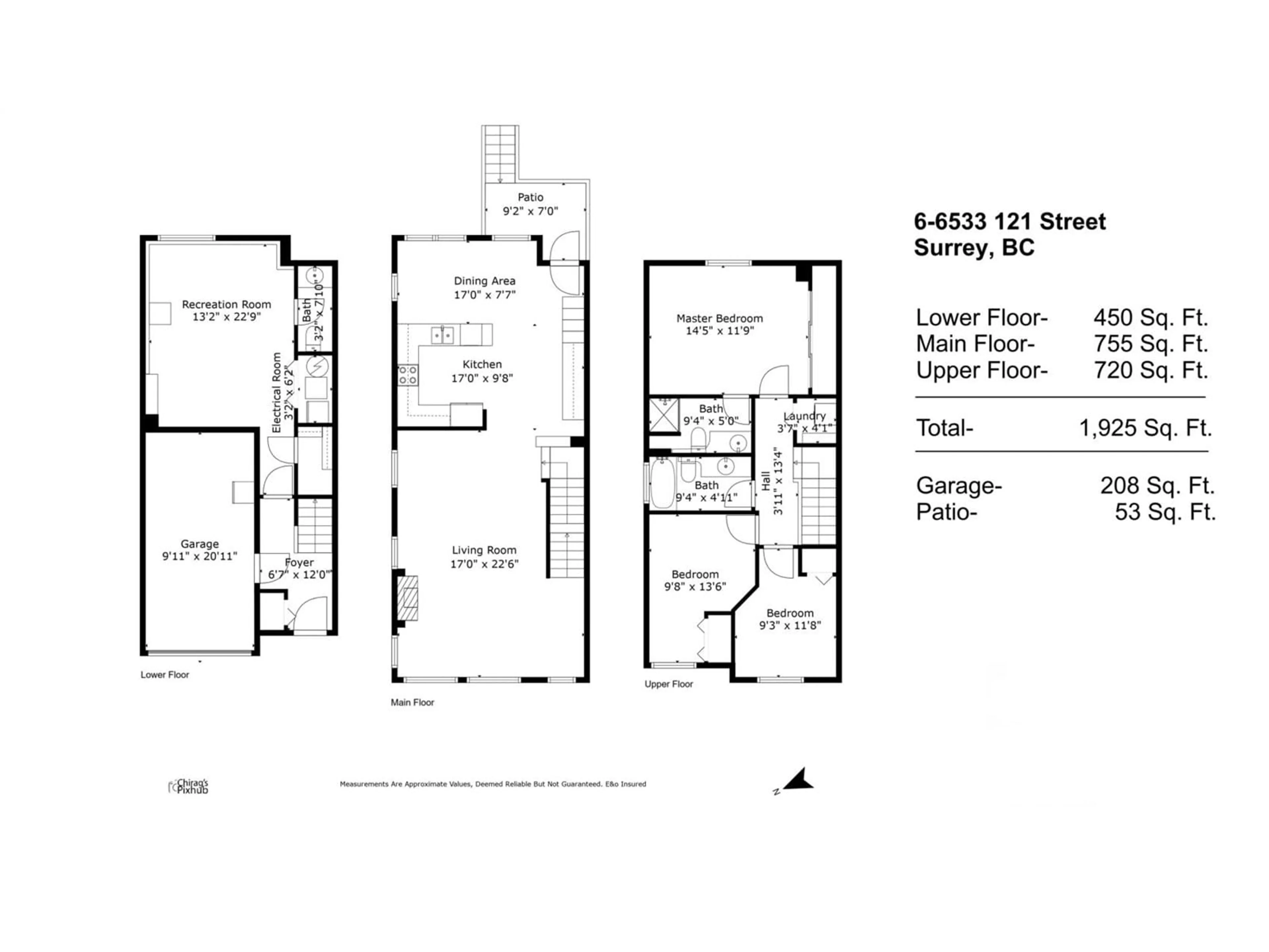 Floor plan for 6 - 6533 121, Surrey British Columbia V3W1M5