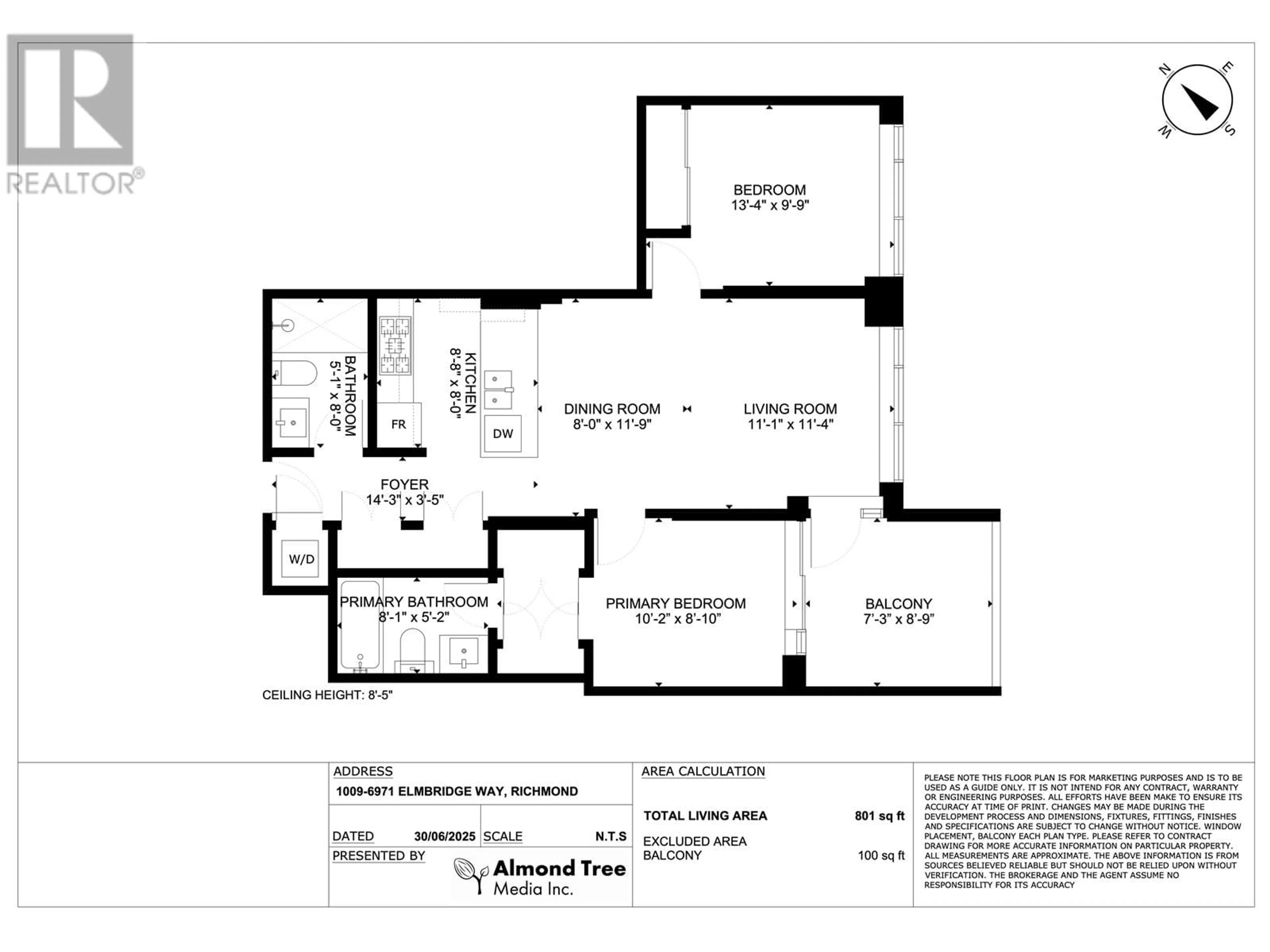 Floor plan for 1009 - 6971 ELMBRIDGE WAY, Richmond British Columbia V7C0A5