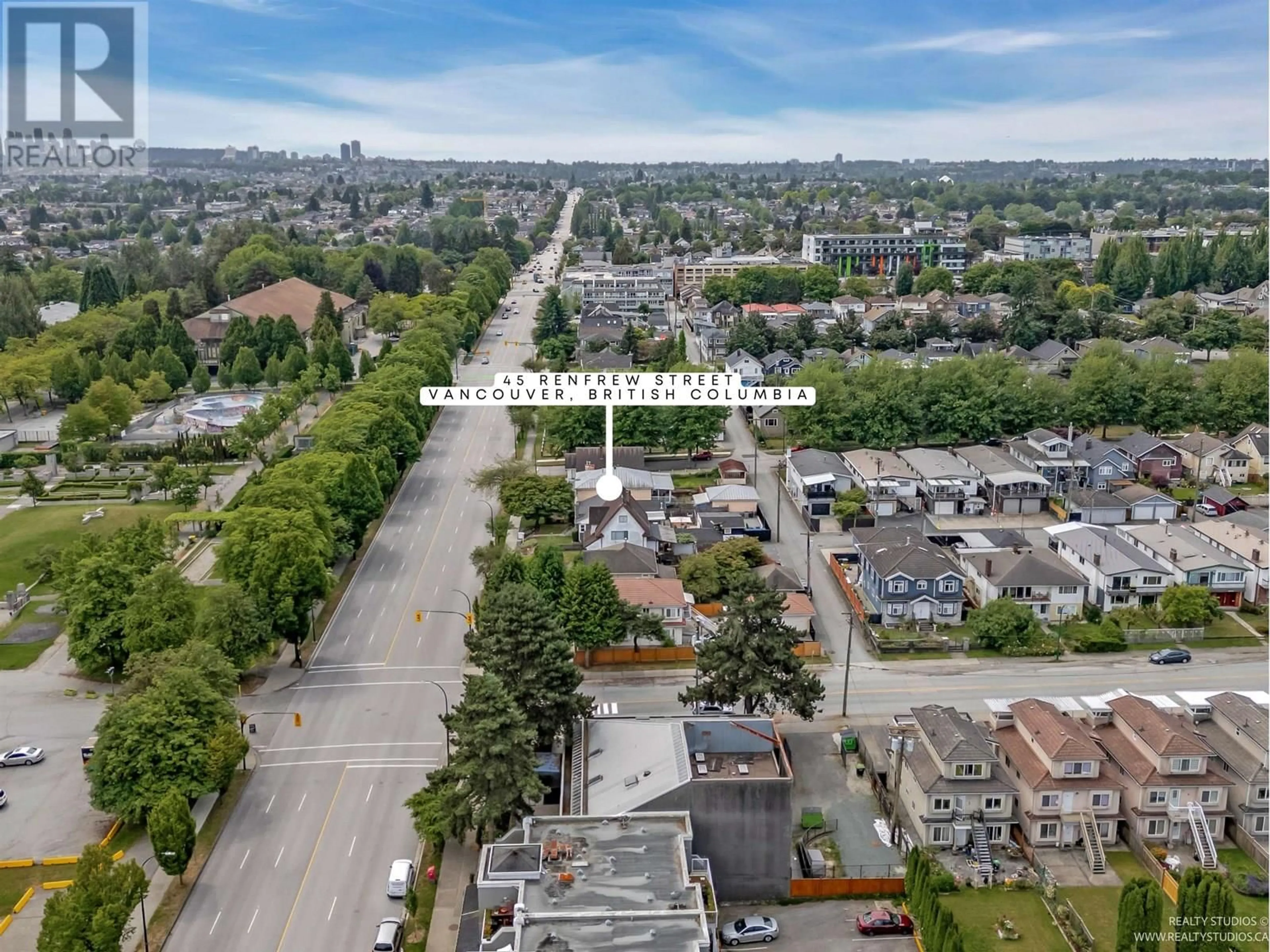 A pic from outside/outdoor area/front of a property/back of a property/a pic from drone, street for 45 RENFREW STREET, Vancouver British Columbia V5K4A5
