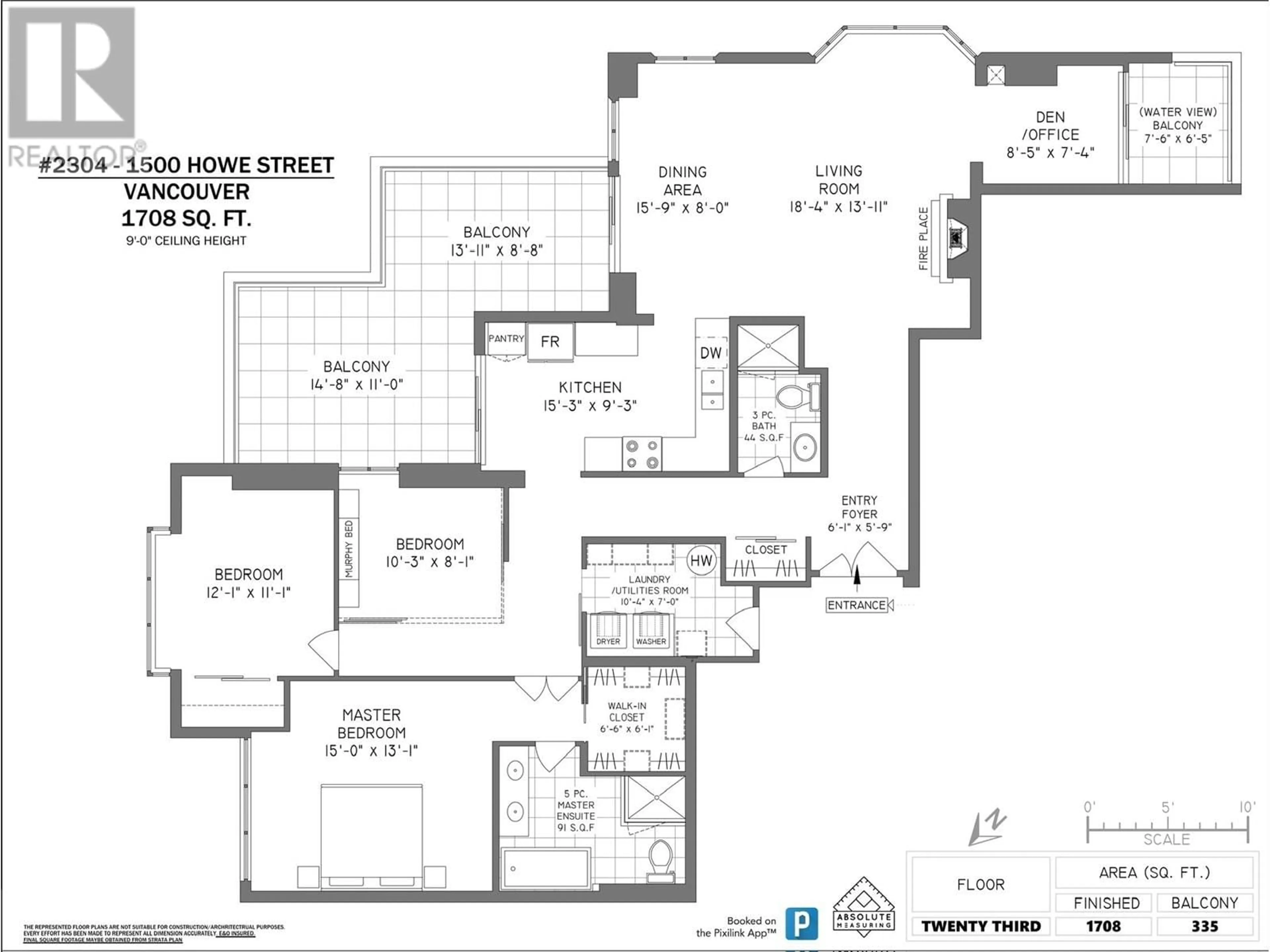 Floor plan for 2304 - 1500 HOWE STREET, Vancouver British Columbia V6Z2N1