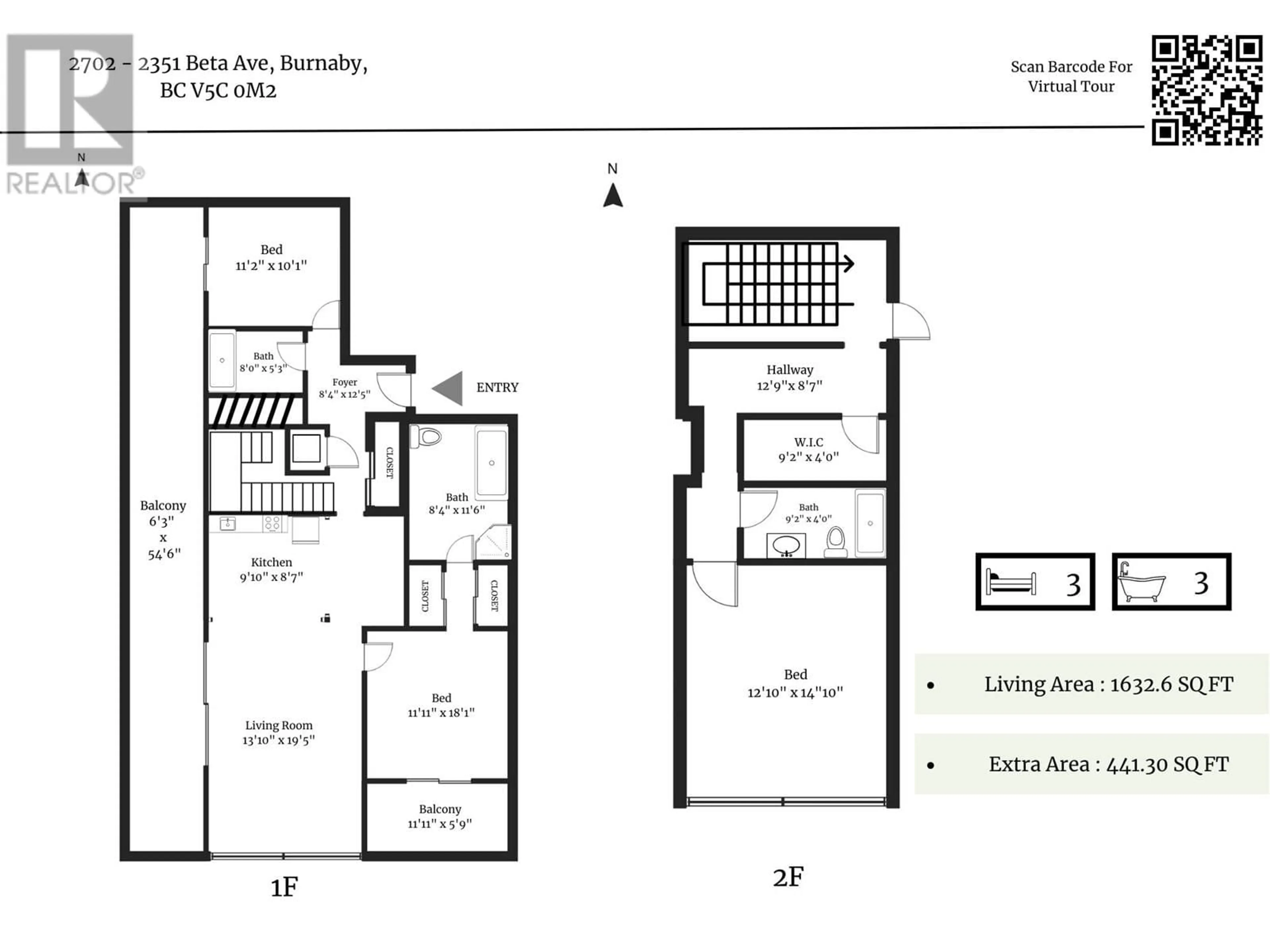 Floor plan for 2702 - 2351 BETA AVENUE, Burnaby British Columbia V5C0M2