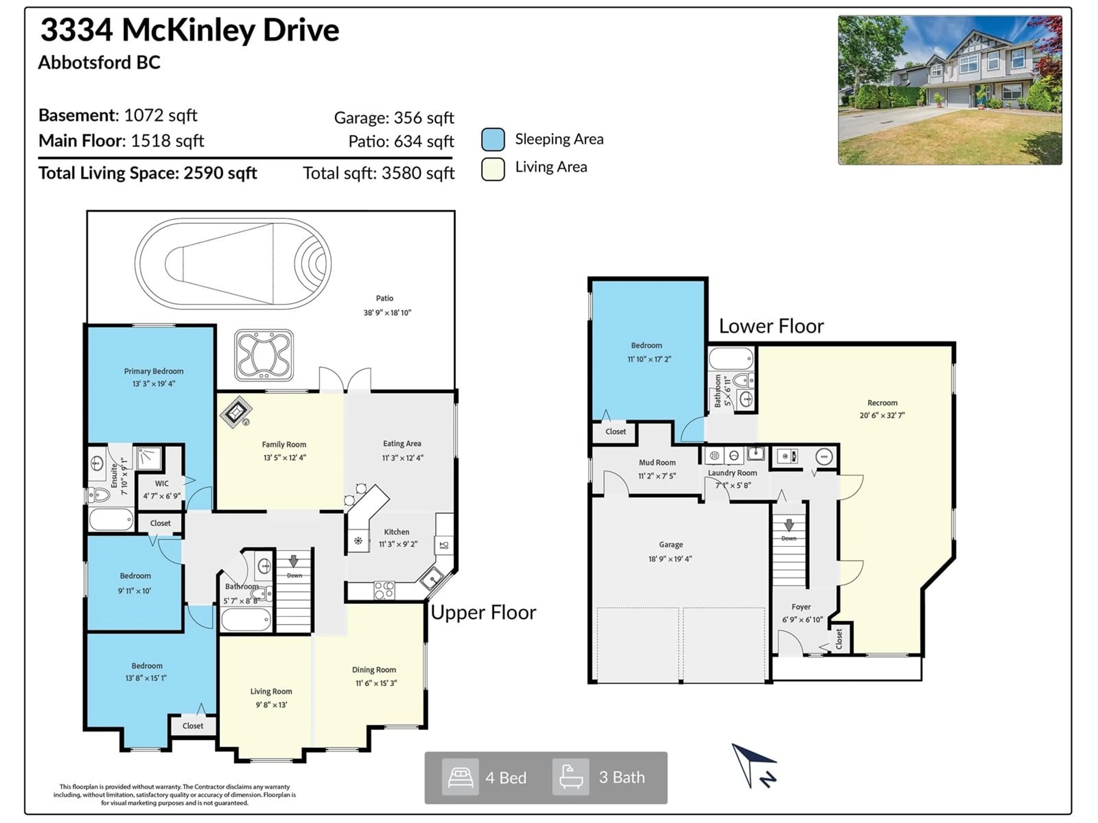 Floor plan for 3334 MCKINLEY, Abbotsford British Columbia V2S8M8