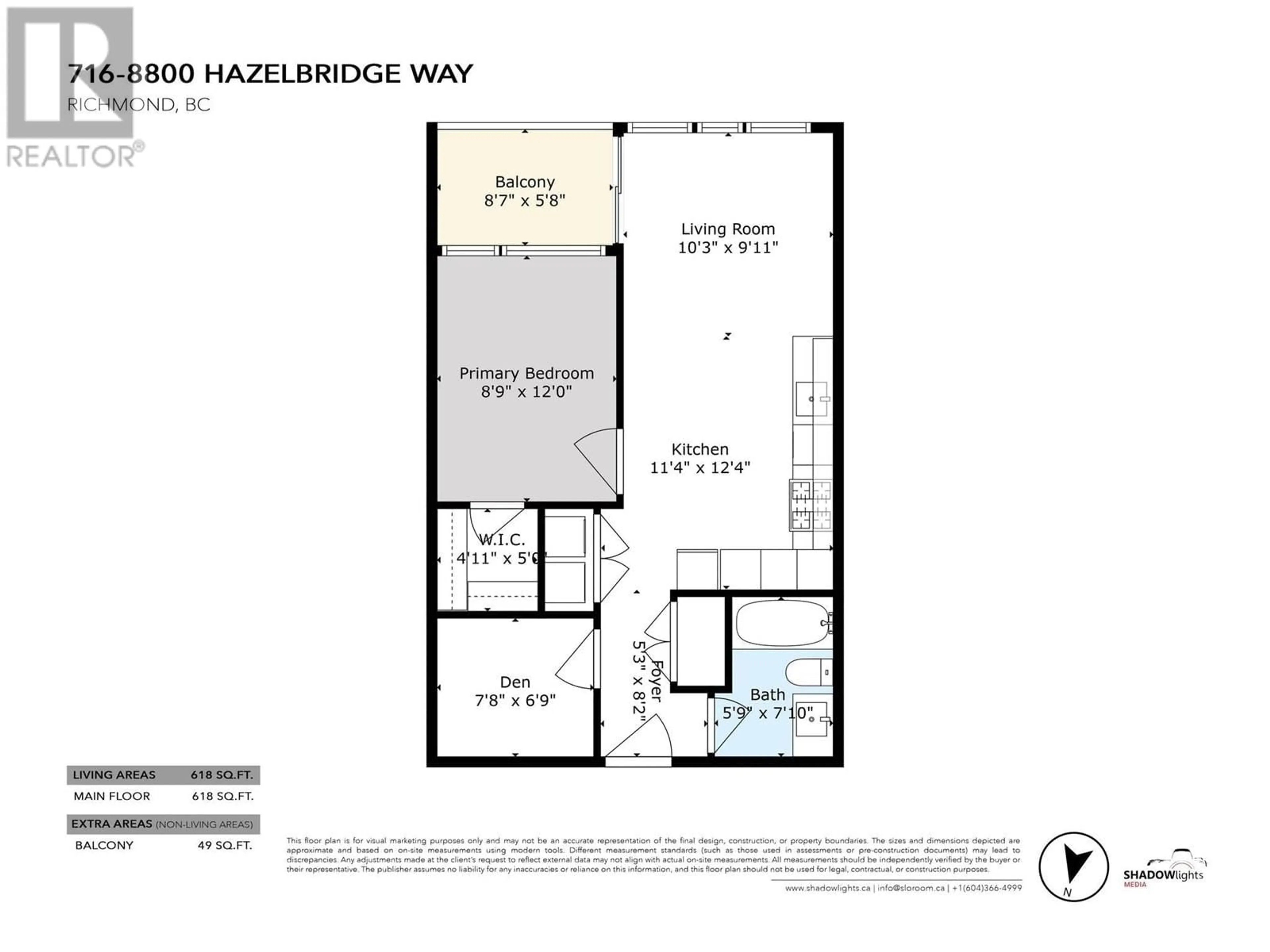 Floor plan for 716 - 8800 HAZELBRIDGE WAY, Richmond British Columbia V6X0S3