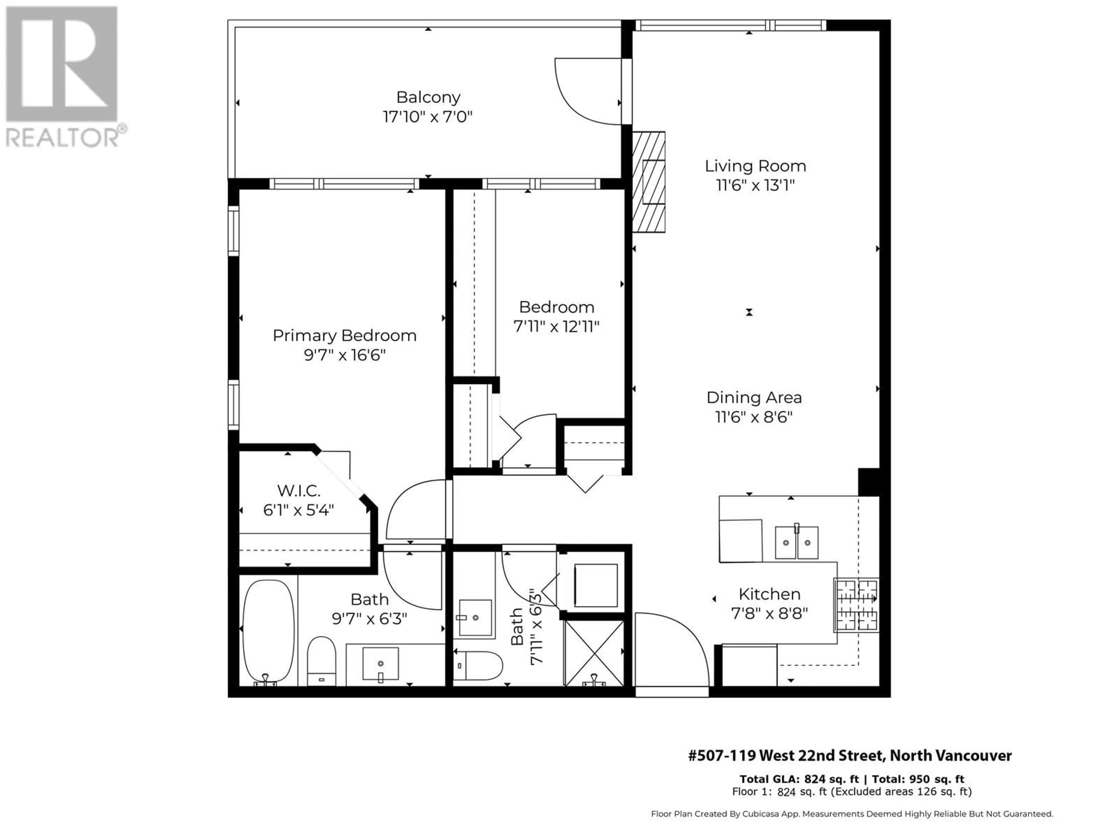 Floor plan for 507 - 119 22ND STREET, North Vancouver British Columbia V7M0B4