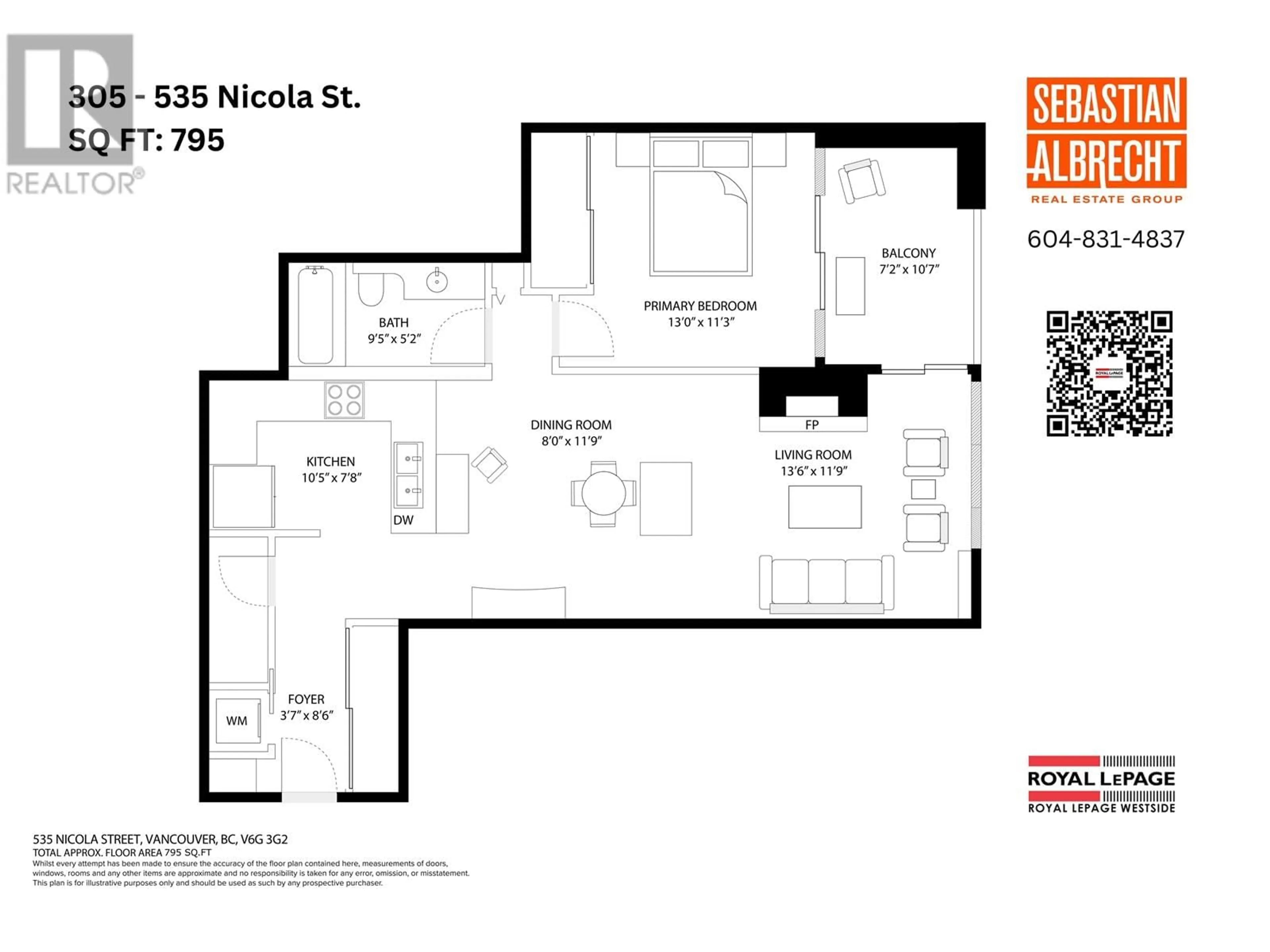 Floor plan for 305 - 535 NICOLA STREET, Vancouver British Columbia V6G3G3
