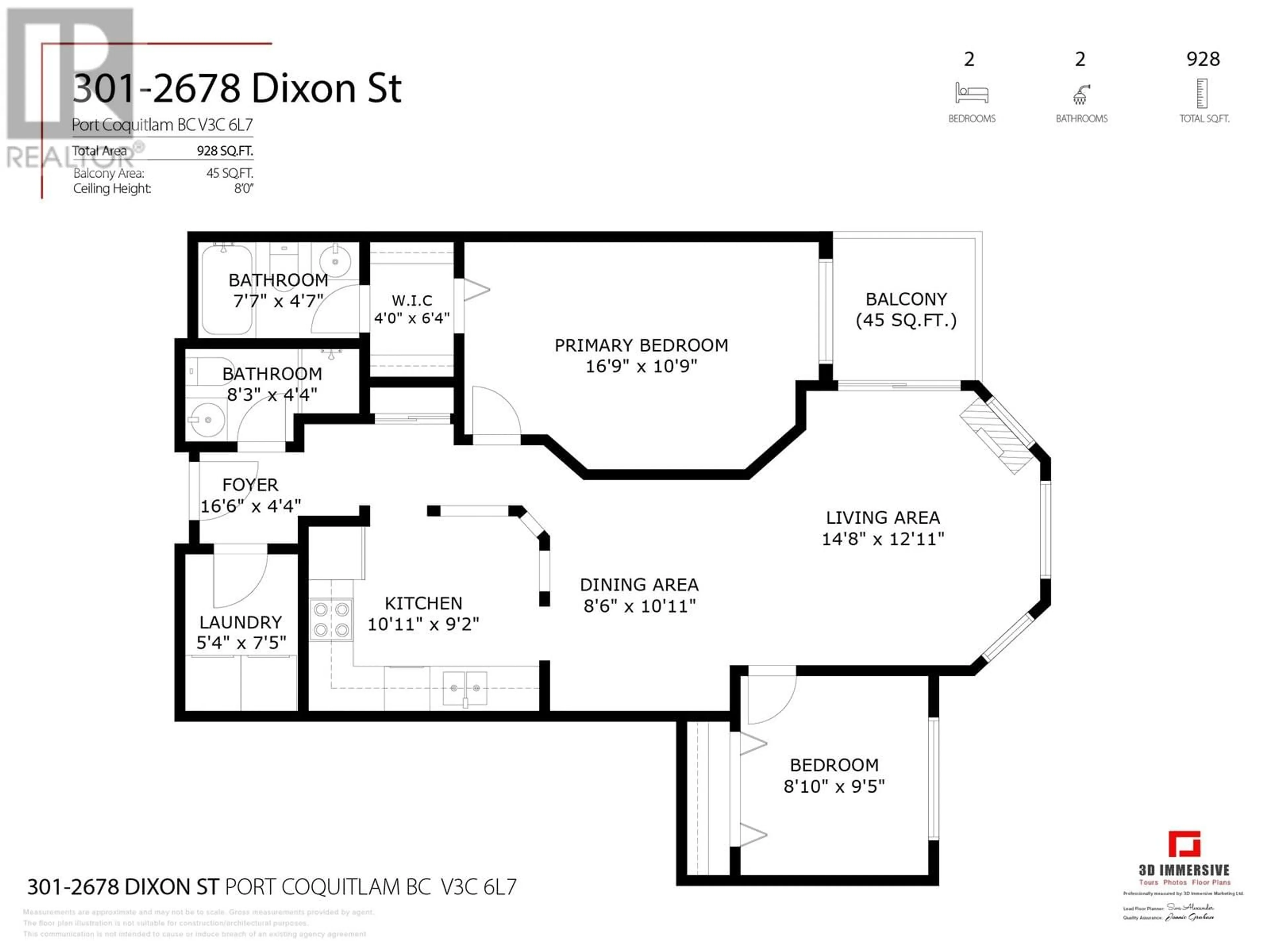 Floor plan for 301 - 2678 DIXON STREET, Port Coquitlam British Columbia V3C6L7