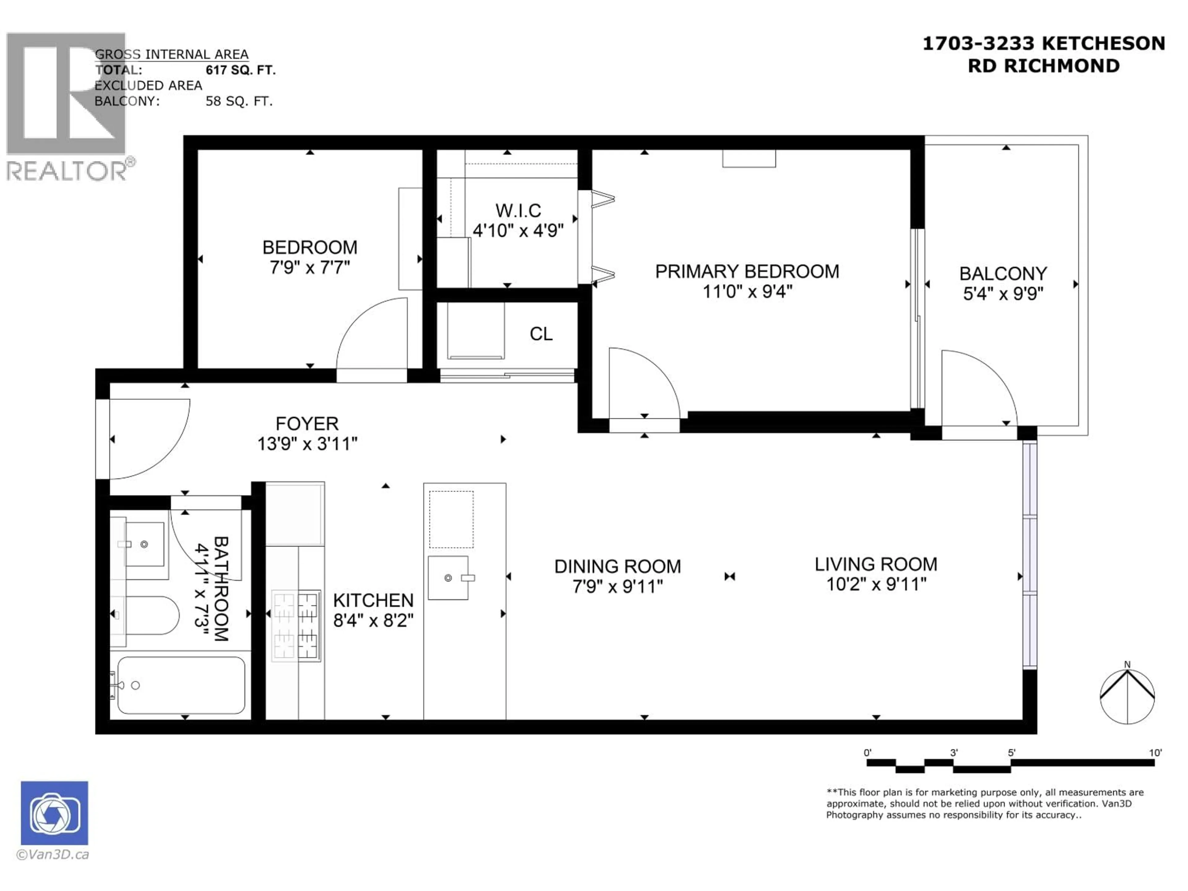 Floor plan for 1703 - 3233 KETCHESON ROAD, Richmond British Columbia V6X0R3