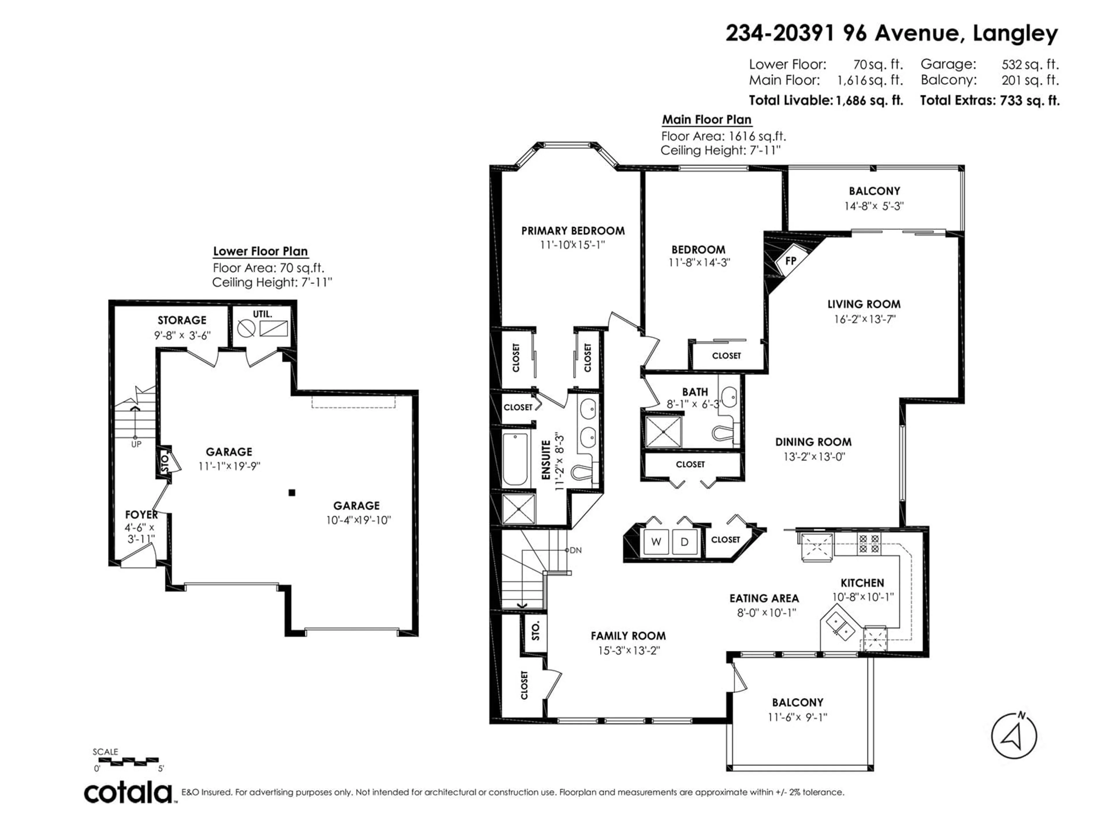 Floor plan for 234 - 20391 96, Langley British Columbia V1M2L2