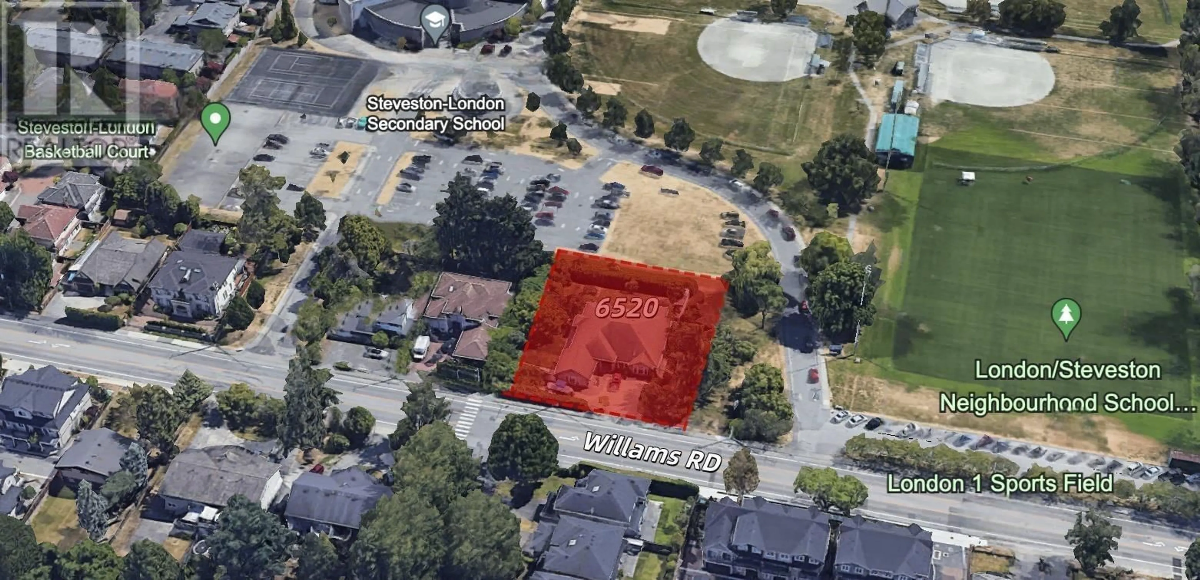 A pic from outside/outdoor area/front of a property/back of a property/a pic from drone, street for 6520 WILLIAMS ROAD, Richmond British Columbia V7E1K5