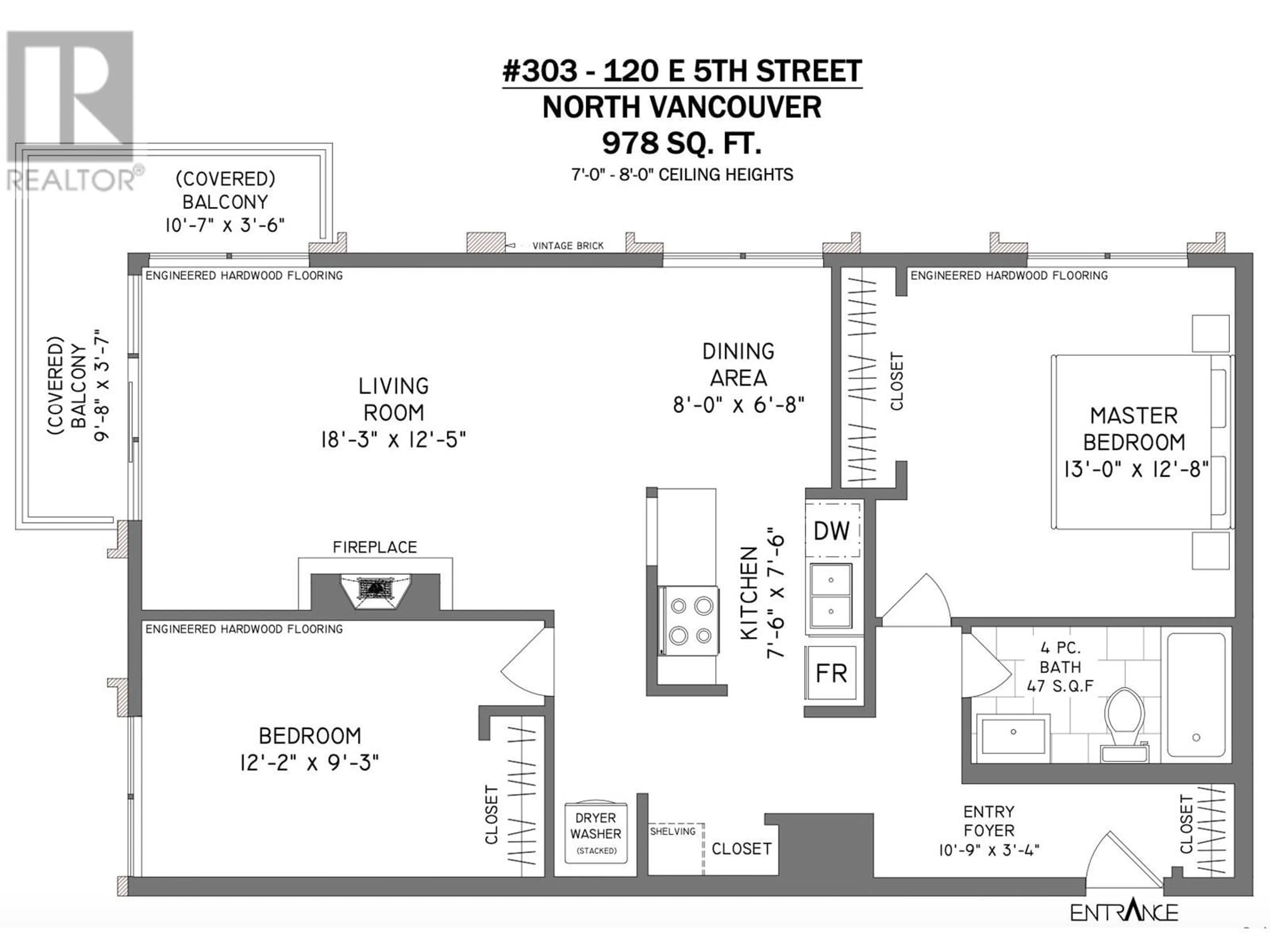 Floor plan for 303 - 120 5TH STREET, North Vancouver British Columbia V7L1L5