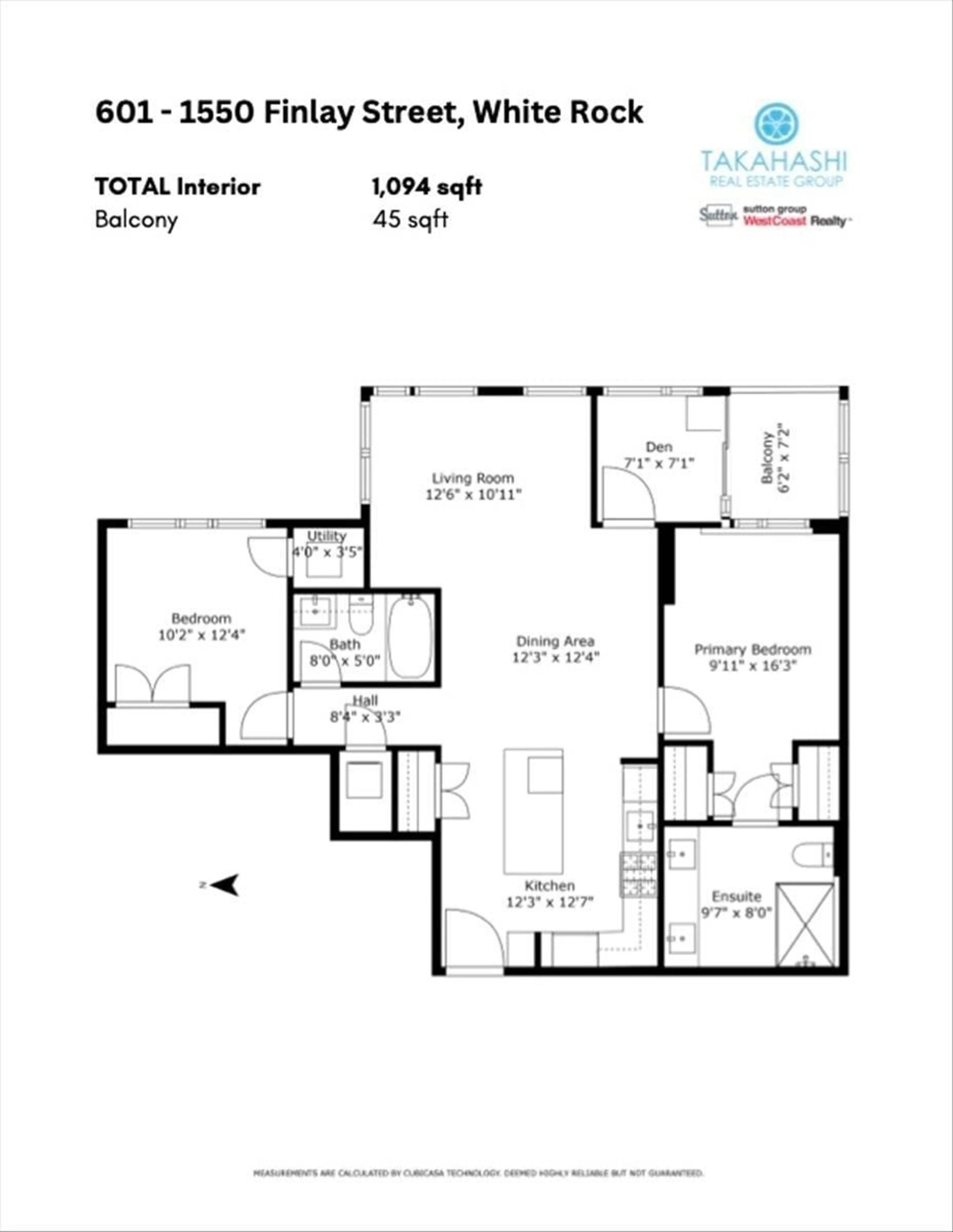 Floor plan for 601 - 1526 FINLAY, White Rock British Columbia V4B4L9
