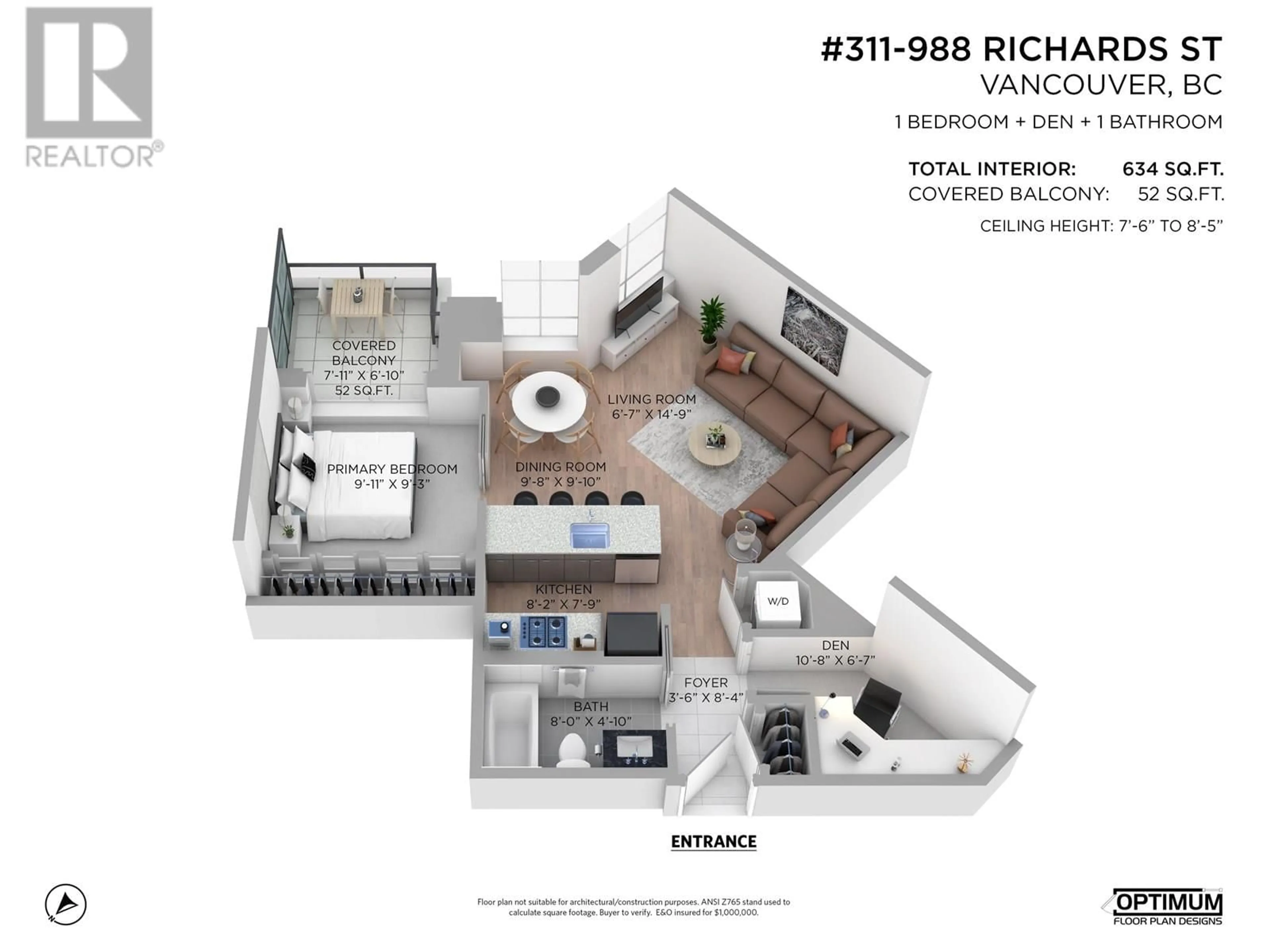 Floor plan for 311 - 988 RICHARDS STREET, Vancouver British Columbia V6B8R2