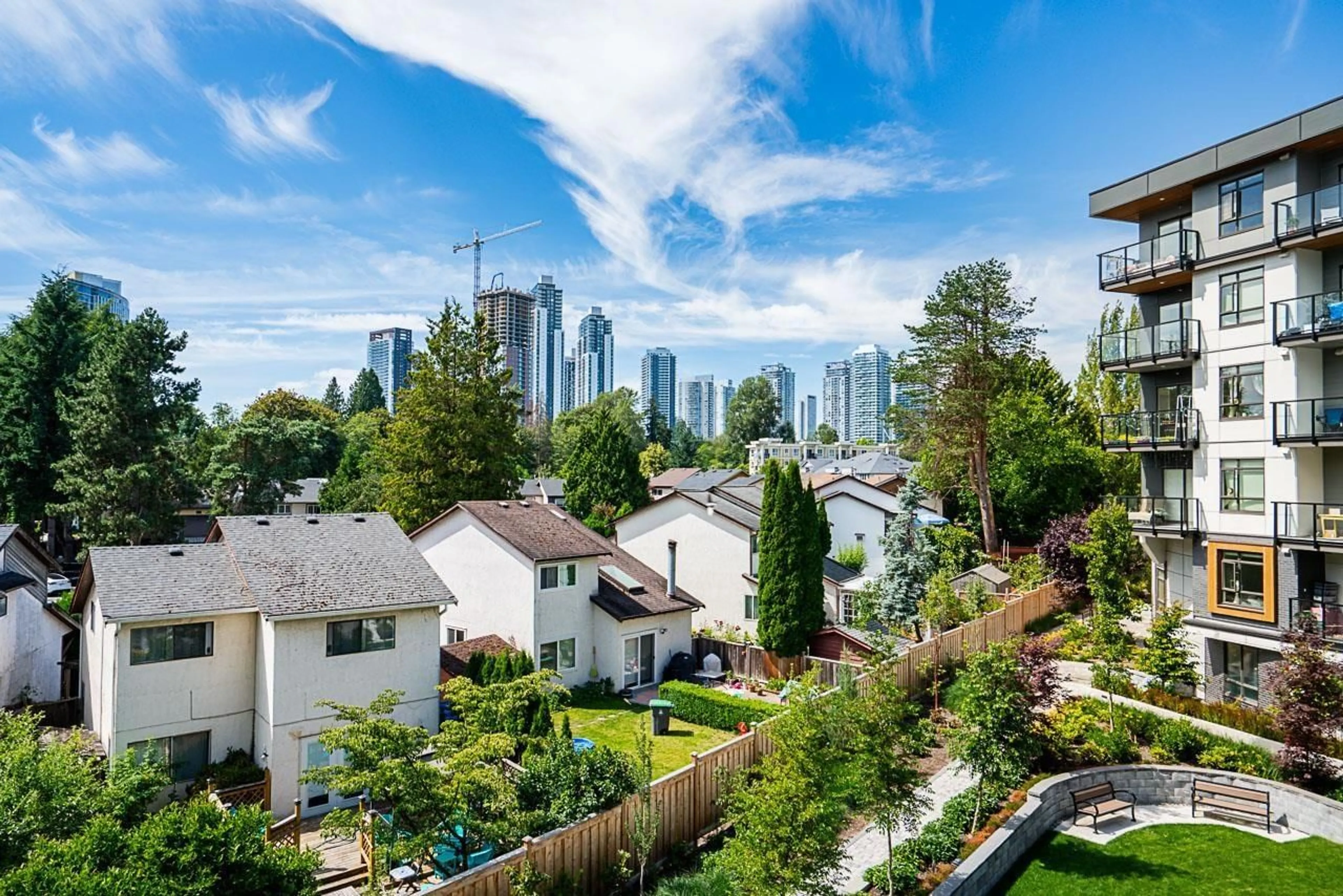 A pic from outside/outdoor area/front of a property/back of a property/a pic from drone, city buildings view from balcony for 309 - 13969 96TH, Surrey British Columbia V3T0T1