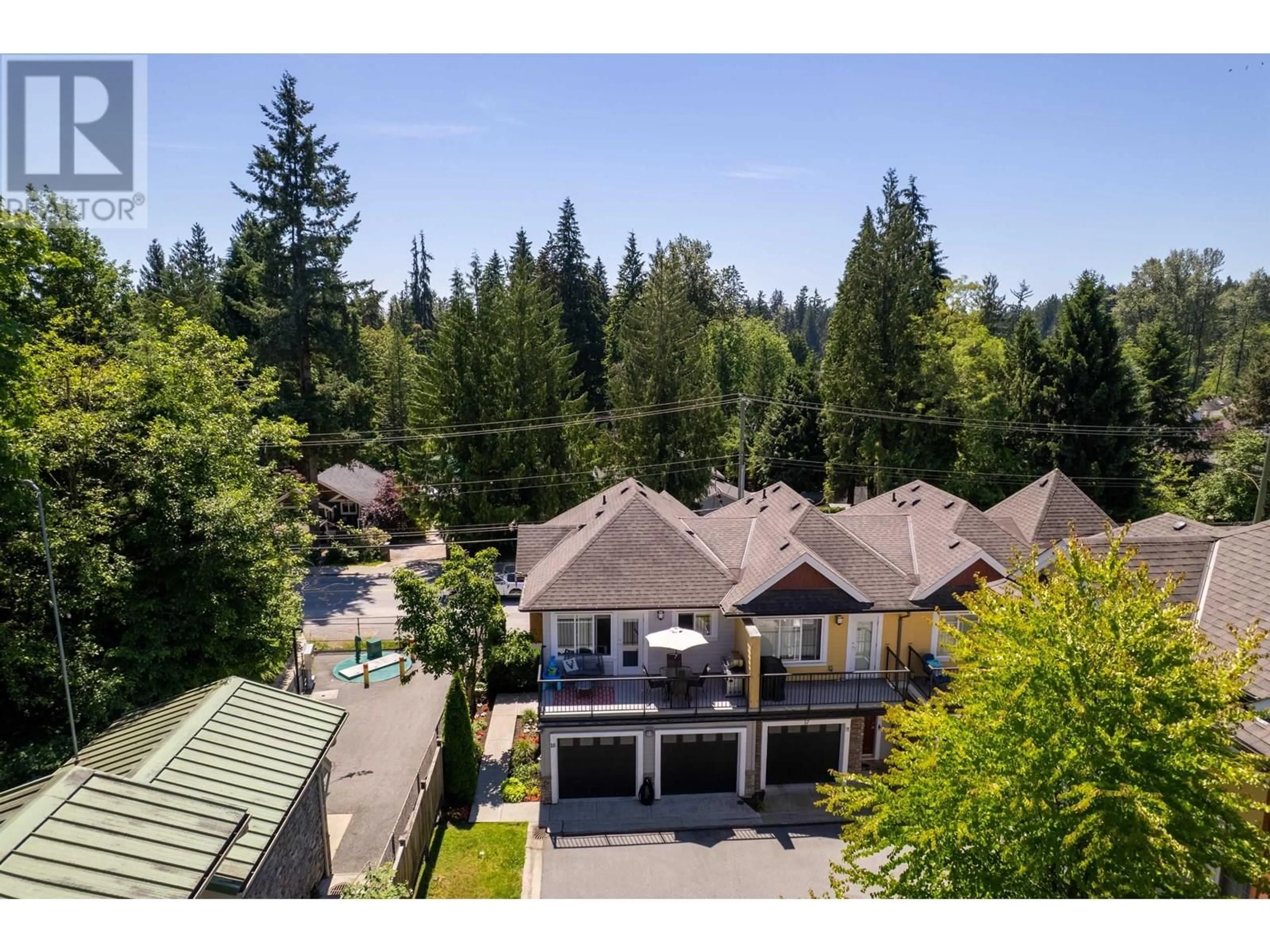 A pic from outside/outdoor area/front of a property/back of a property/a pic from drone, mountain view for 18 - 1219 BURKE MOUNTAIN STREET, Coquitlam British Columbia V3B3H6
