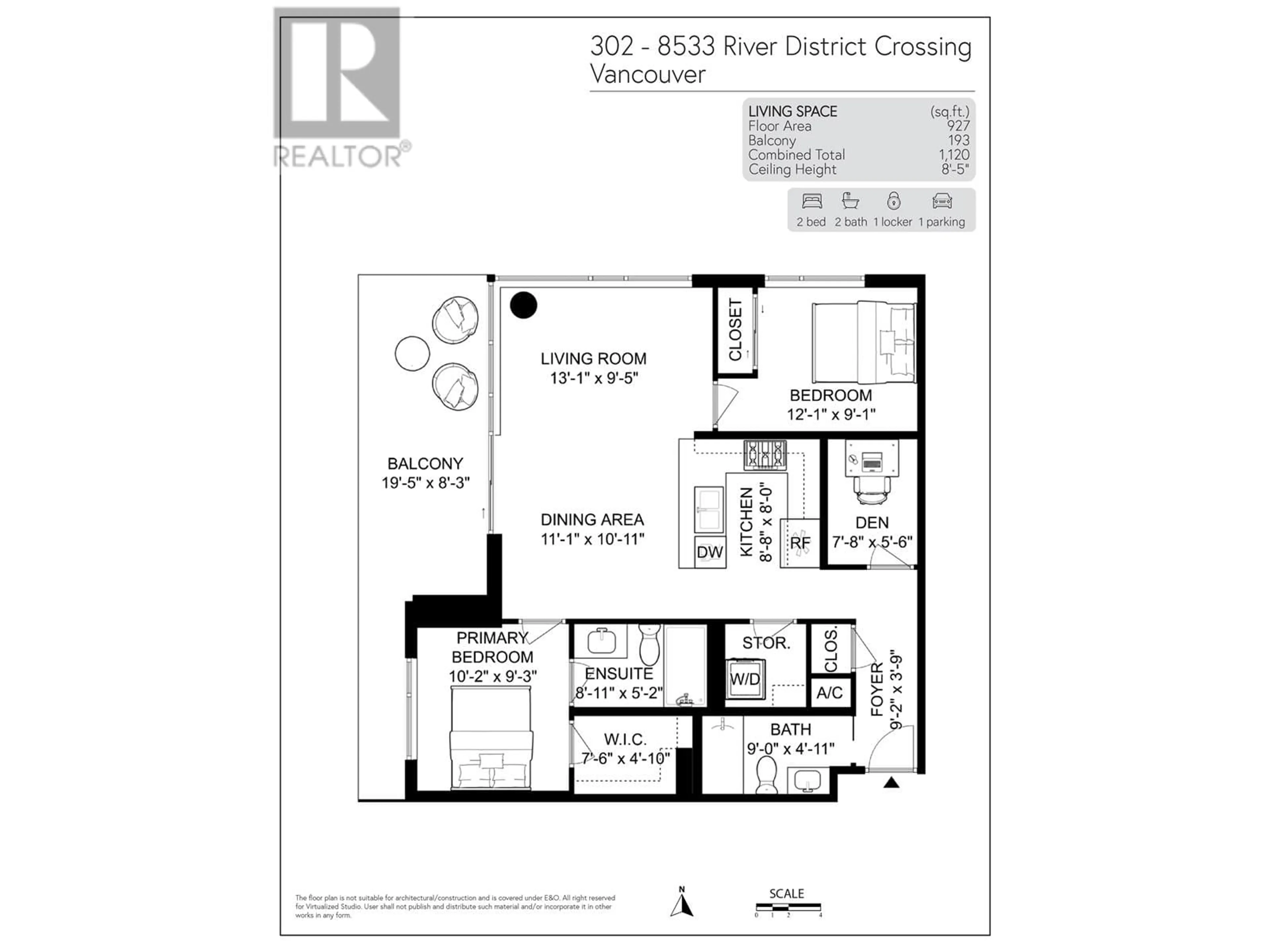 Floor plan for 302 - 8533 RIVER DISTRICT CROSSING, Vancouver British Columbia V5S0C8