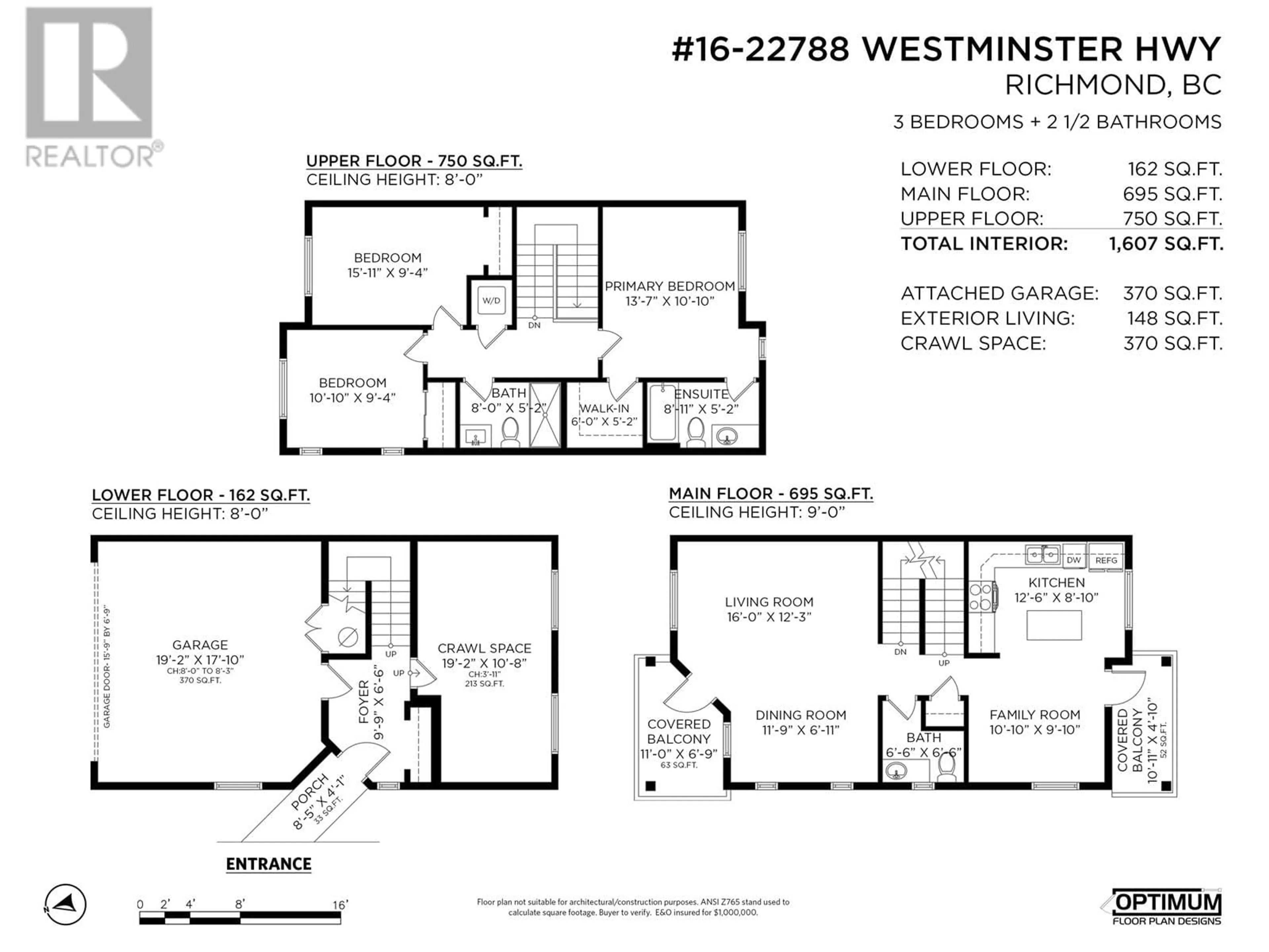 Floor plan for 16 - 22788 WESTMINSTER HIGHWAY, Richmond British Columbia V6V0B1