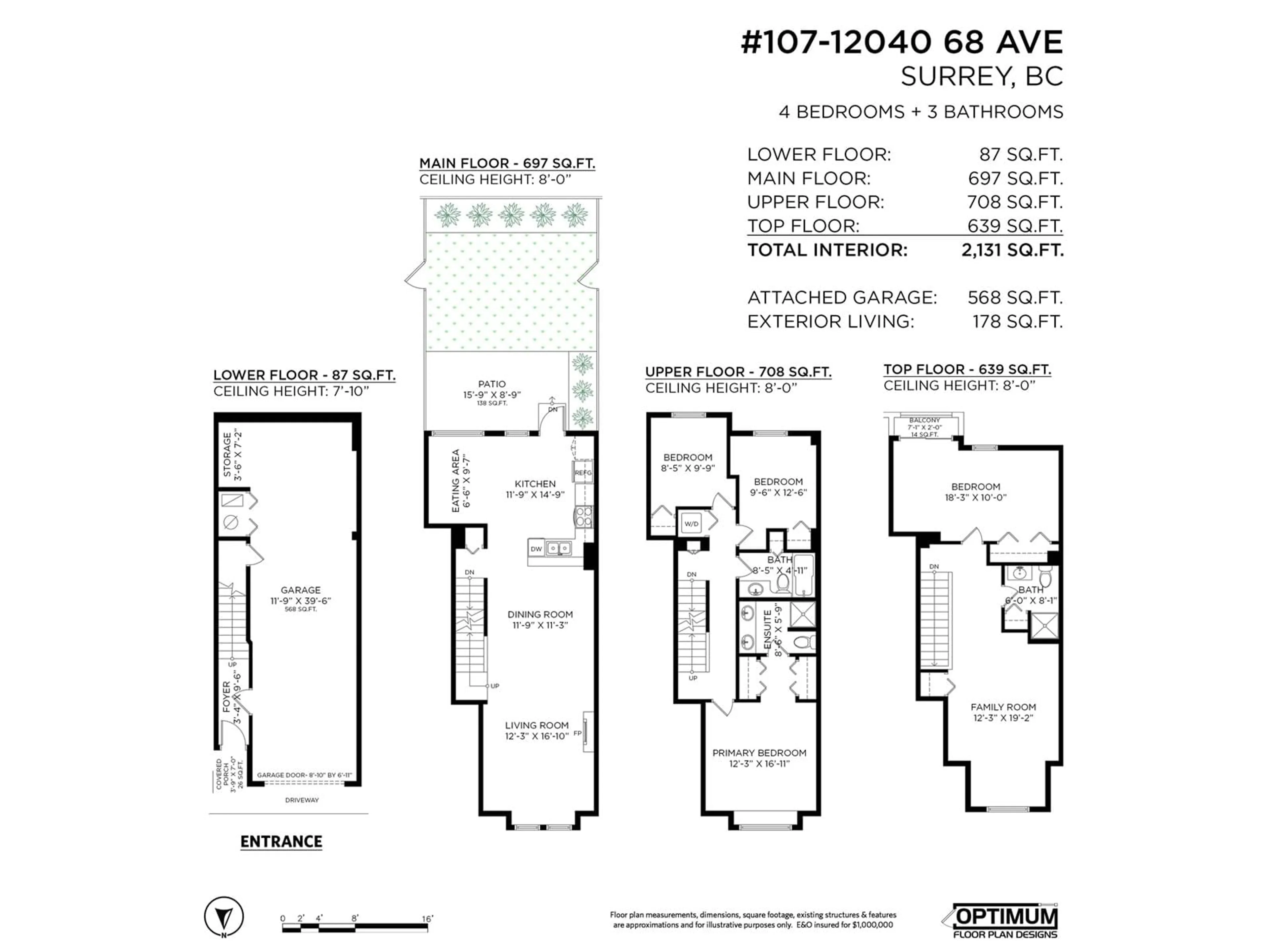 Floor plan for 107 - 12040 68, Surrey British Columbia V3W1P5