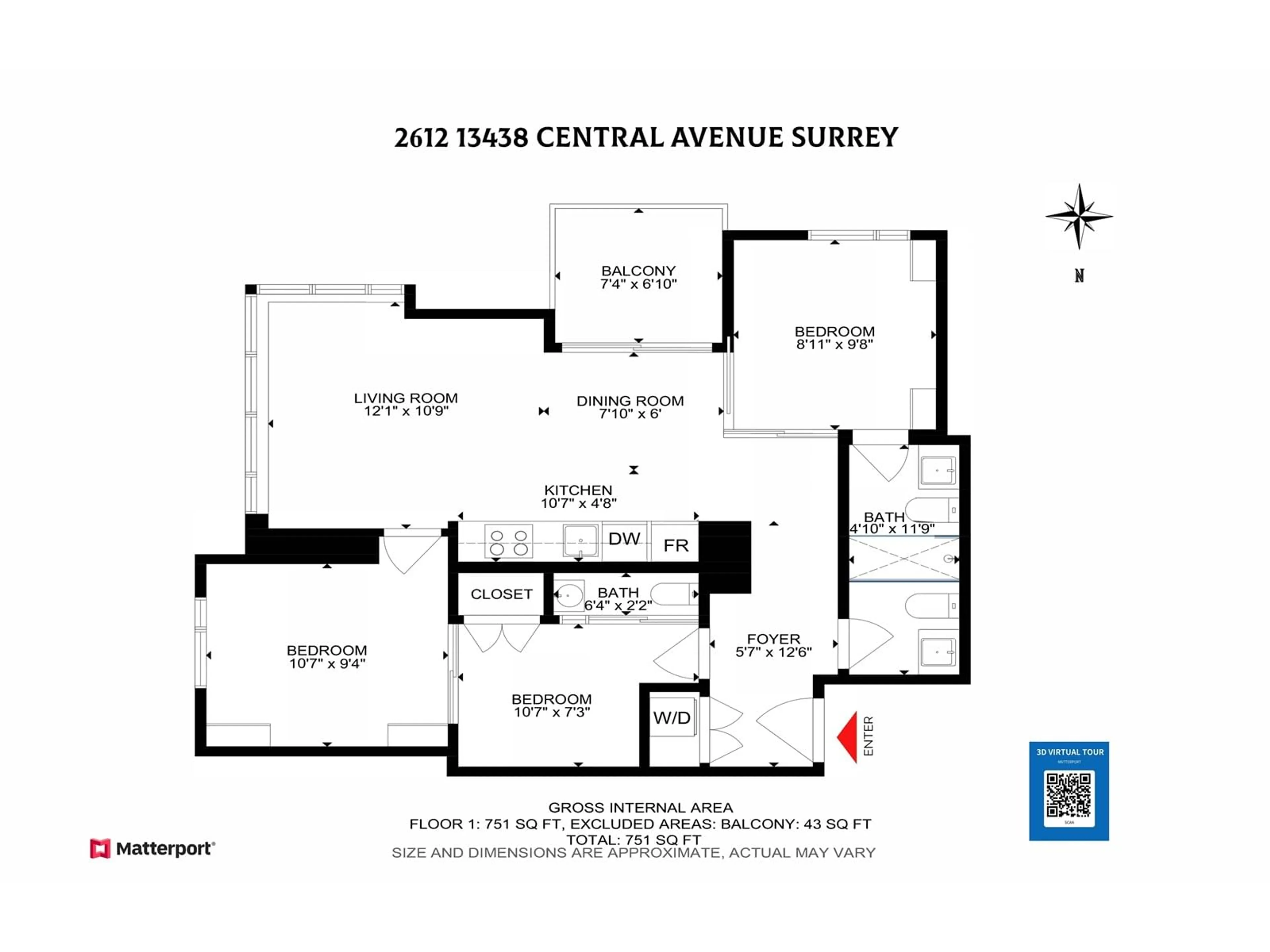 Floor plan for 2612 - 13438 CENTRAL, Surrey British Columbia V3T0N2
