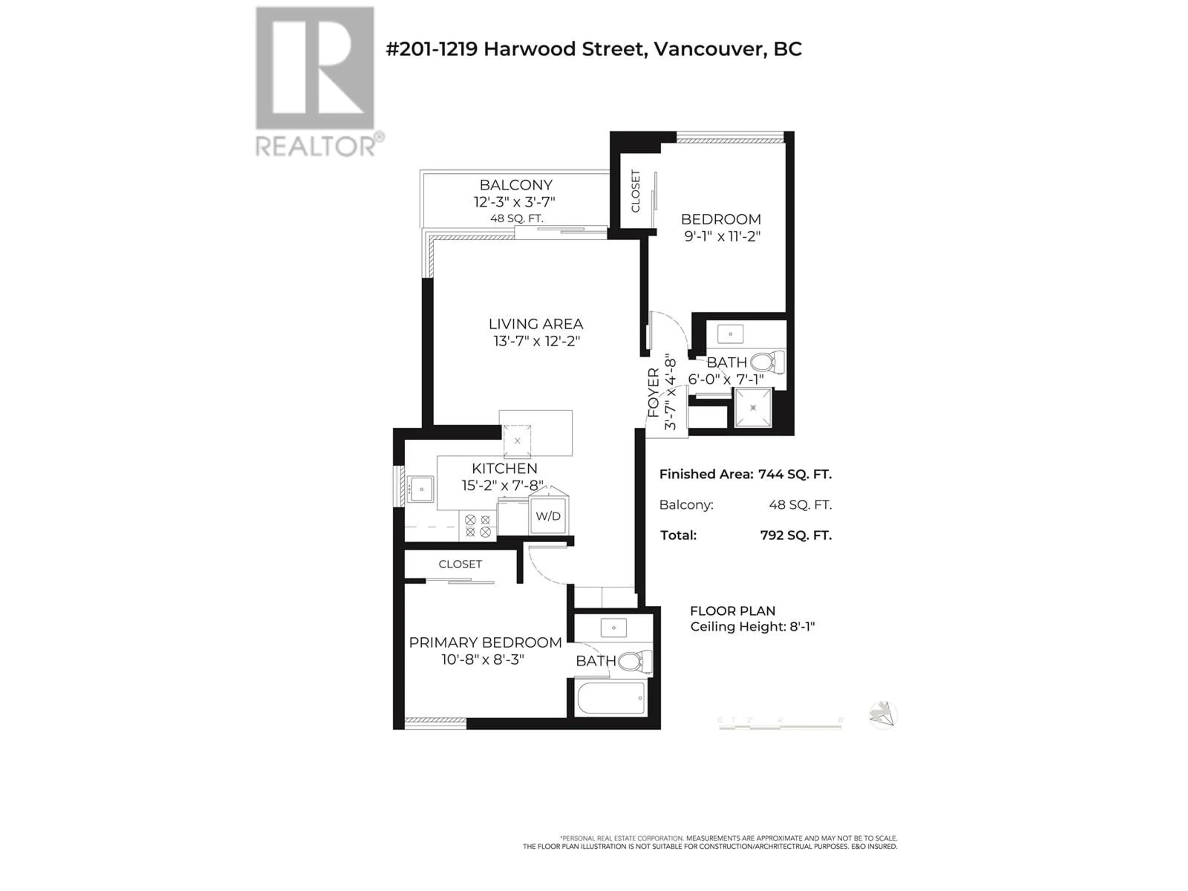 Floor plan for 201 - 1219 HARWOOD STREET, Vancouver British Columbia V6E1S5