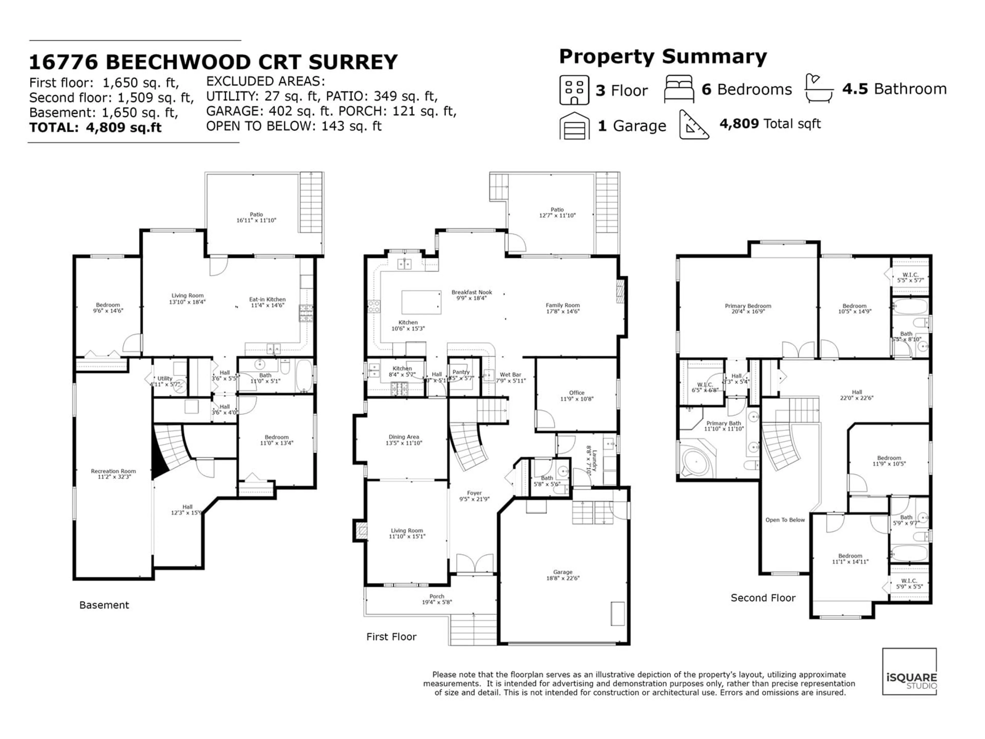 Floor plan for 16776 BEECHWOOD, Surrey British Columbia V4N1V8