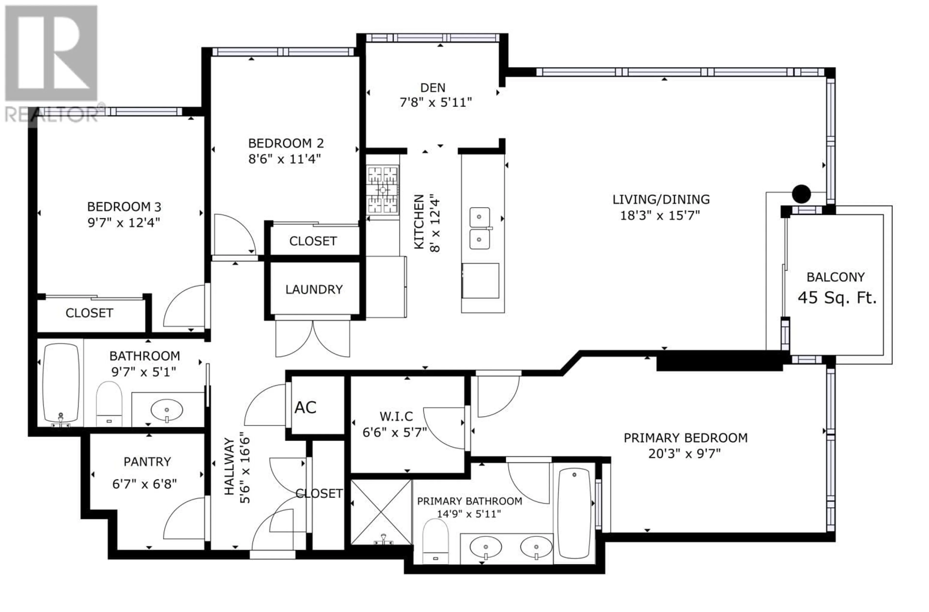 Floor plan for 903 - 1211 MELVILLE STREET, Vancouver British Columbia V6E0A7