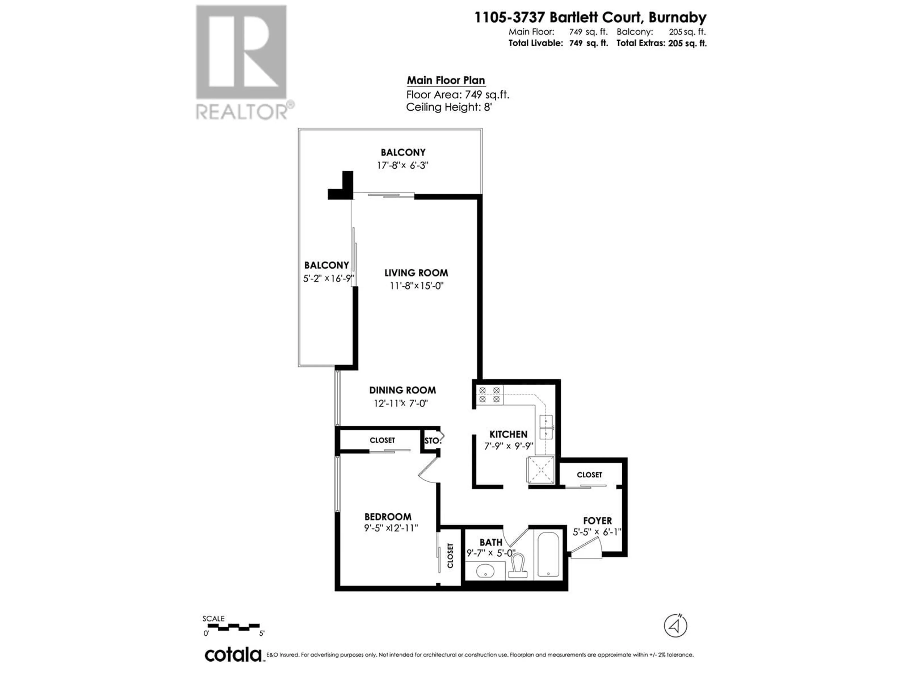 Floor plan for 1105 - 3737 BARTLETT COURT, Burnaby British Columbia V3J7E3