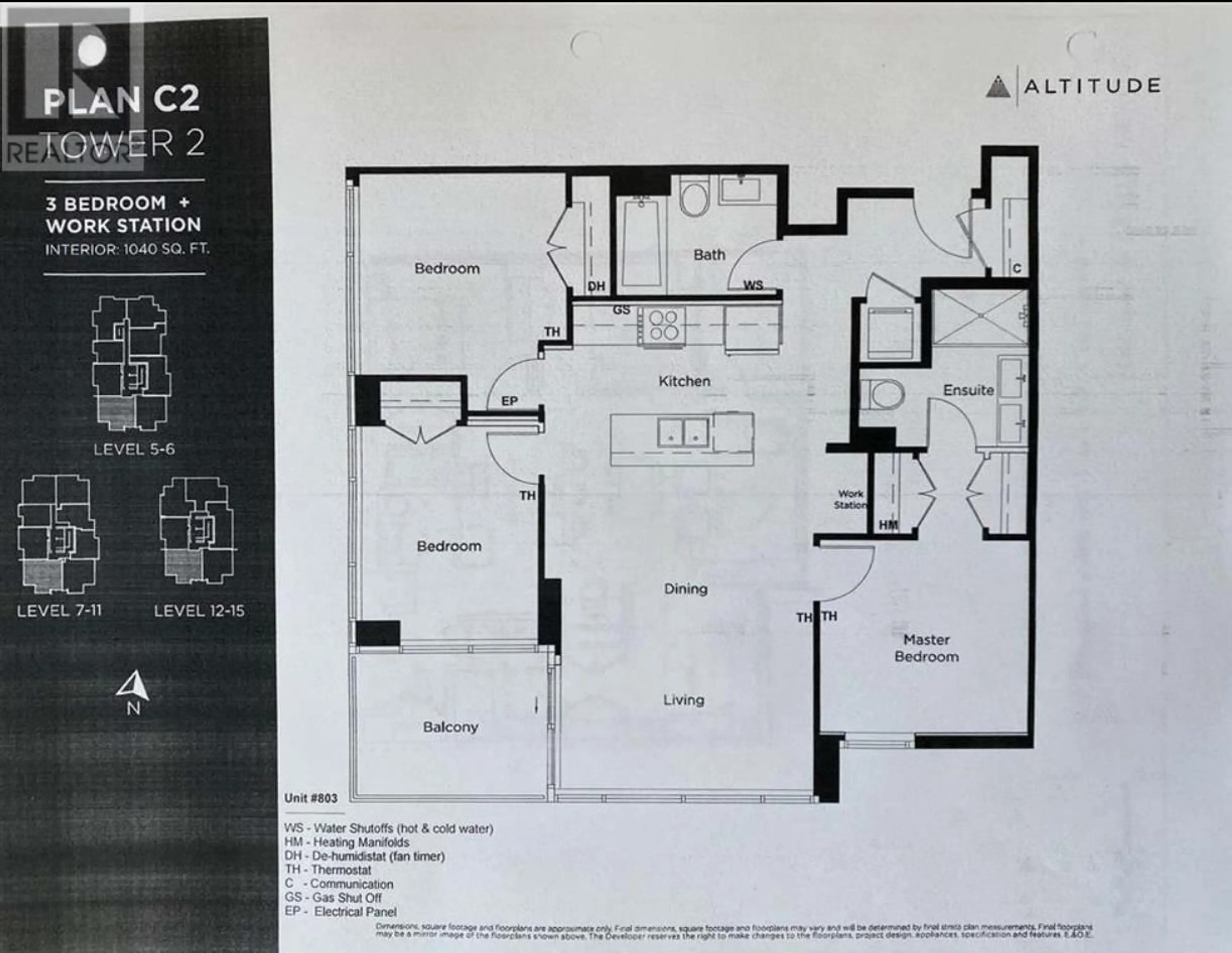 Floor plan for 1003 - 9060 UNIVERSITY CRESCENT, Burnaby British Columbia V5A0E1