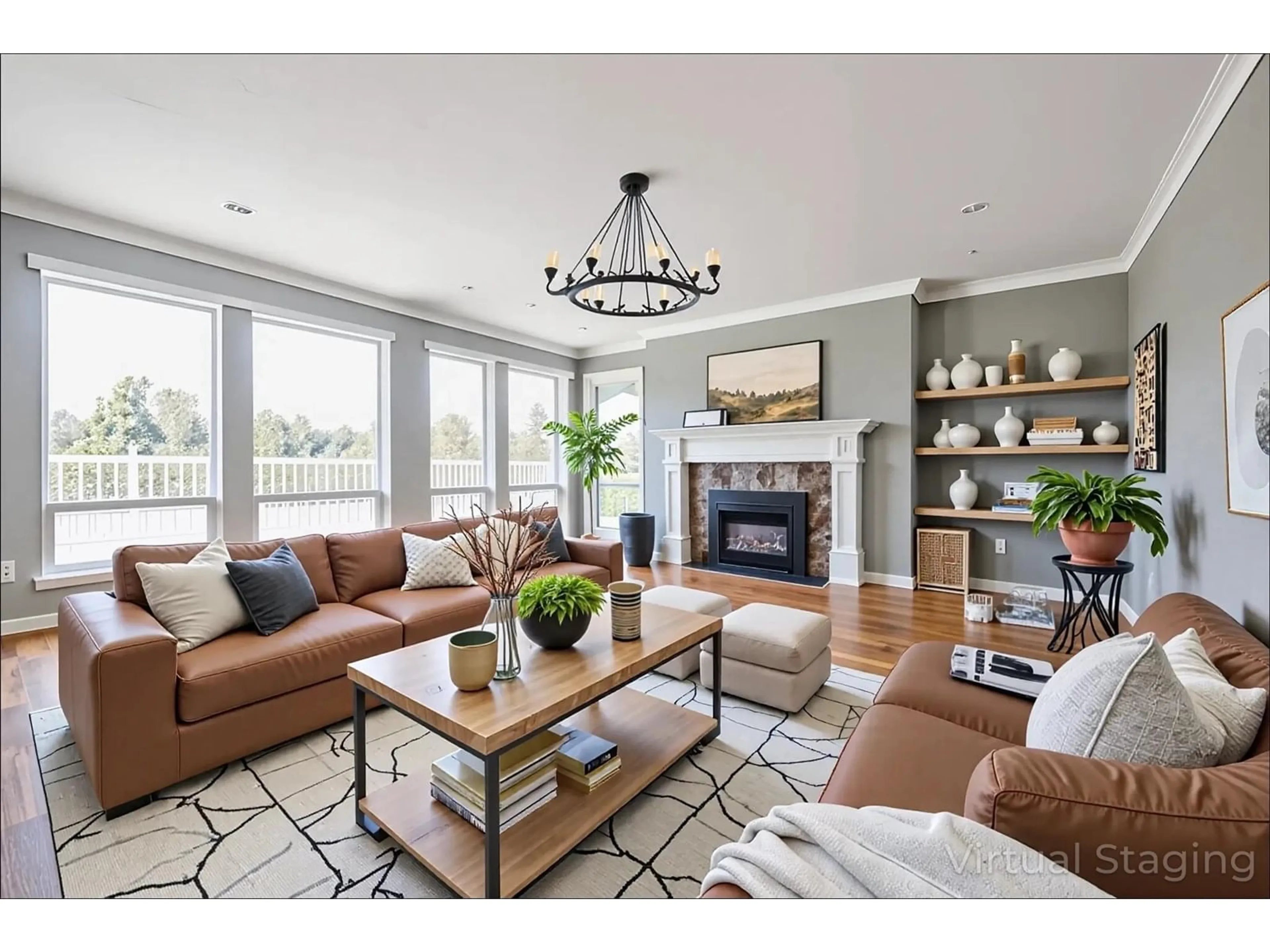 Living room with furniture, wood/laminate floor for 33033 BANFF, Abbotsford British Columbia V2S7B1
