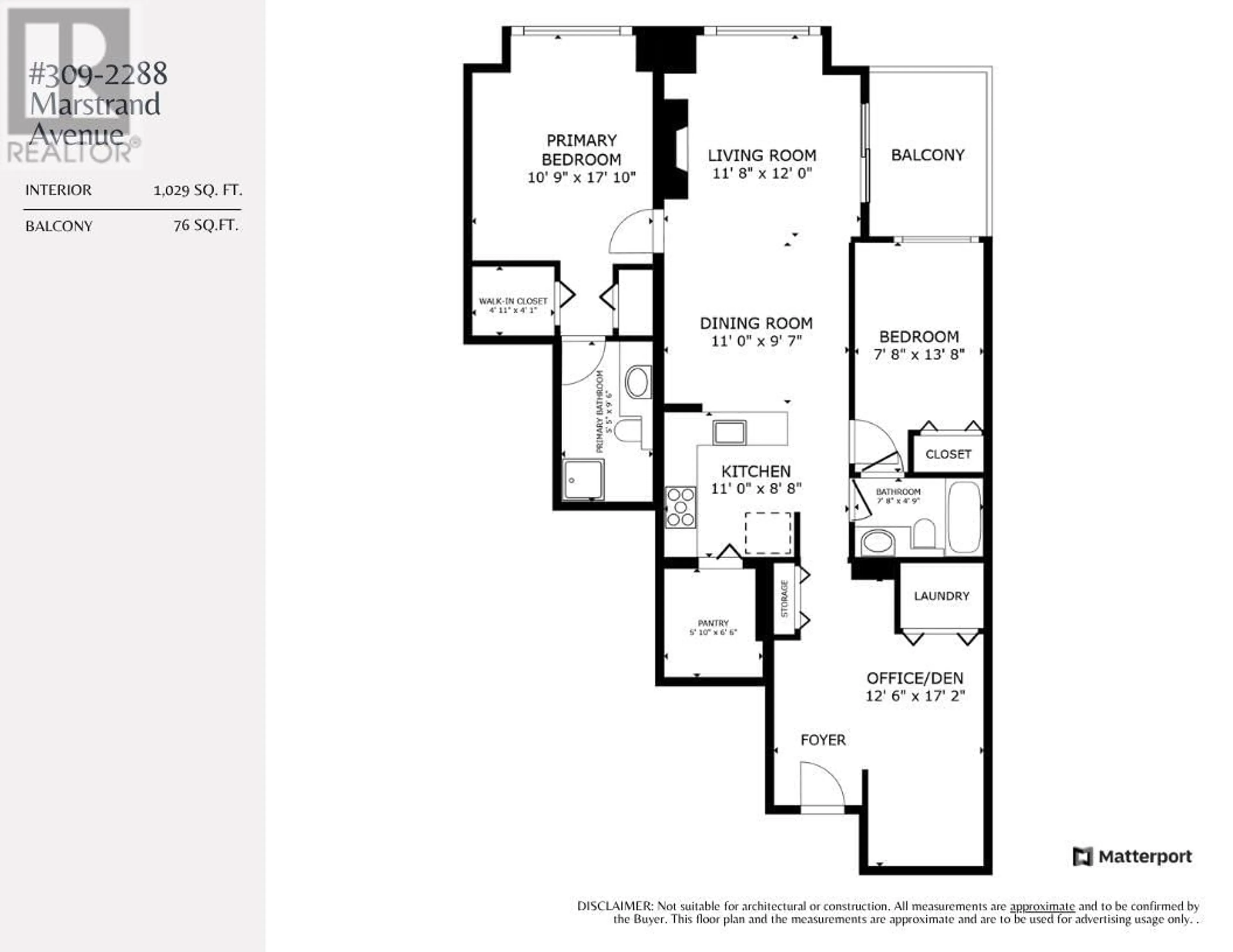 Floor plan for 309 - 2288 MARSTRAND AVENUE, Vancouver British Columbia V6K4S9