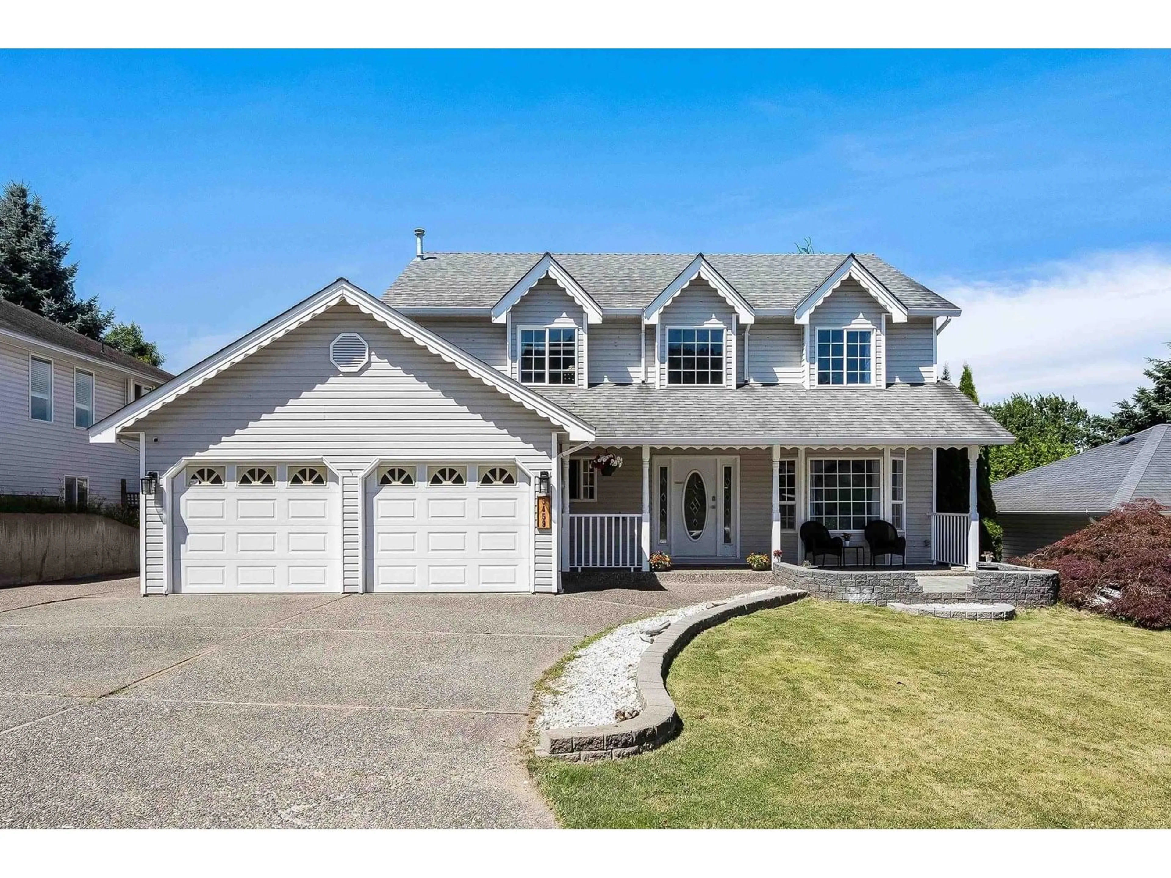 Home with vinyl exterior material, street for 5459 ALPINE CRESCENT, Chilliwack British Columbia V2R3W4