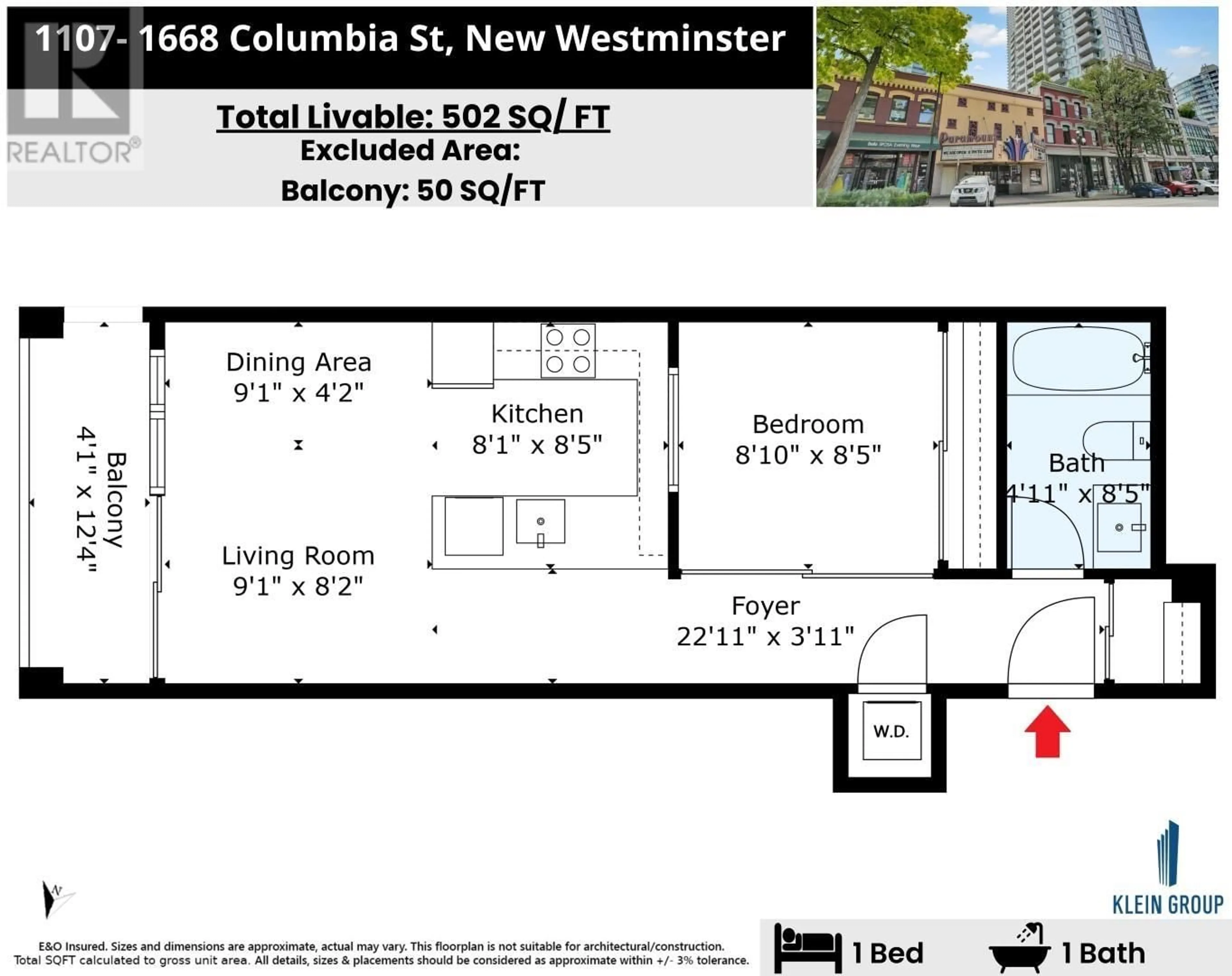 Floor plan for 1107 - 668 COLUMBIA STREET, New Westminster British Columbia V3M1A9