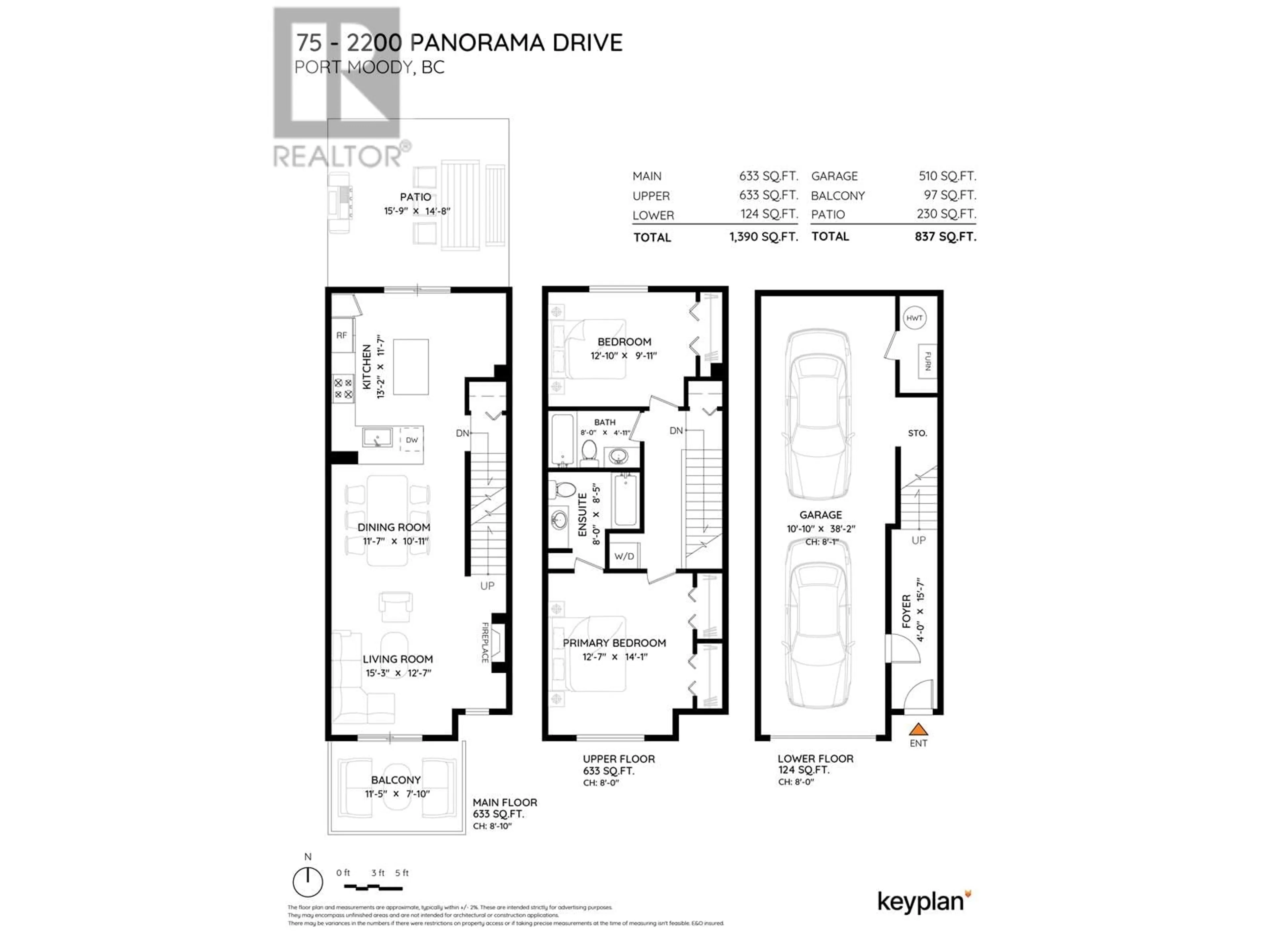 Floor plan for 75 - 2200 PANORAMA DRIVE, Port Moody British Columbia V3H5M2
