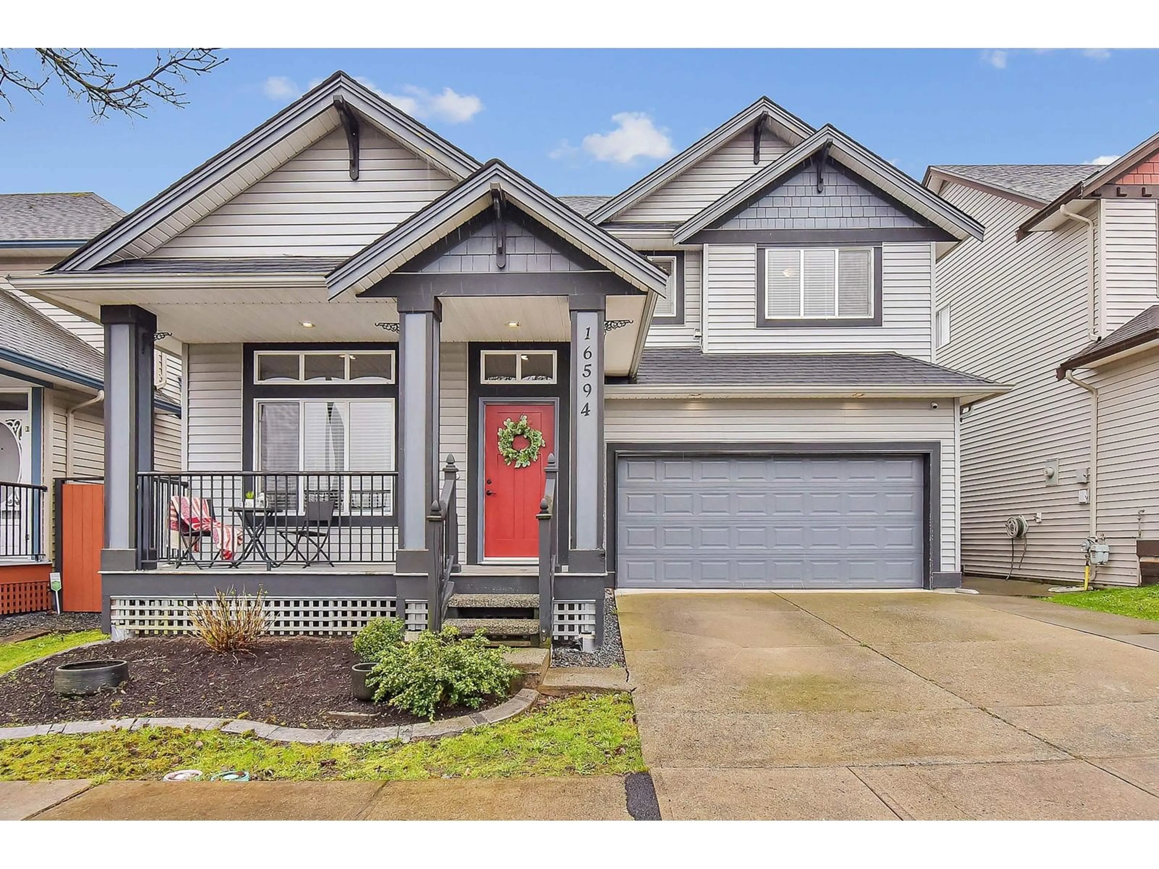 Home with vinyl exterior material, street for 16594 59A, Surrey British Columbia V3S4N9