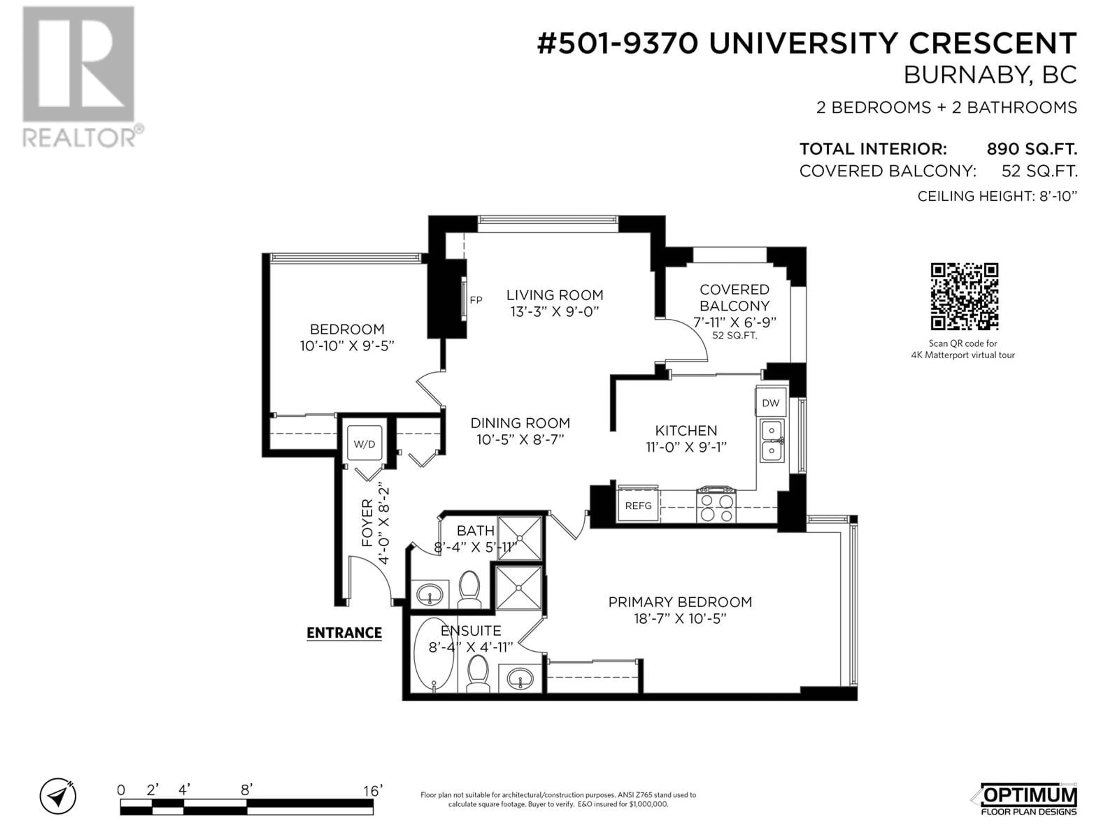 Floor plan for 501 - 9370 UNIVERSITY CRESCENT, Burnaby British Columbia V5A4X9