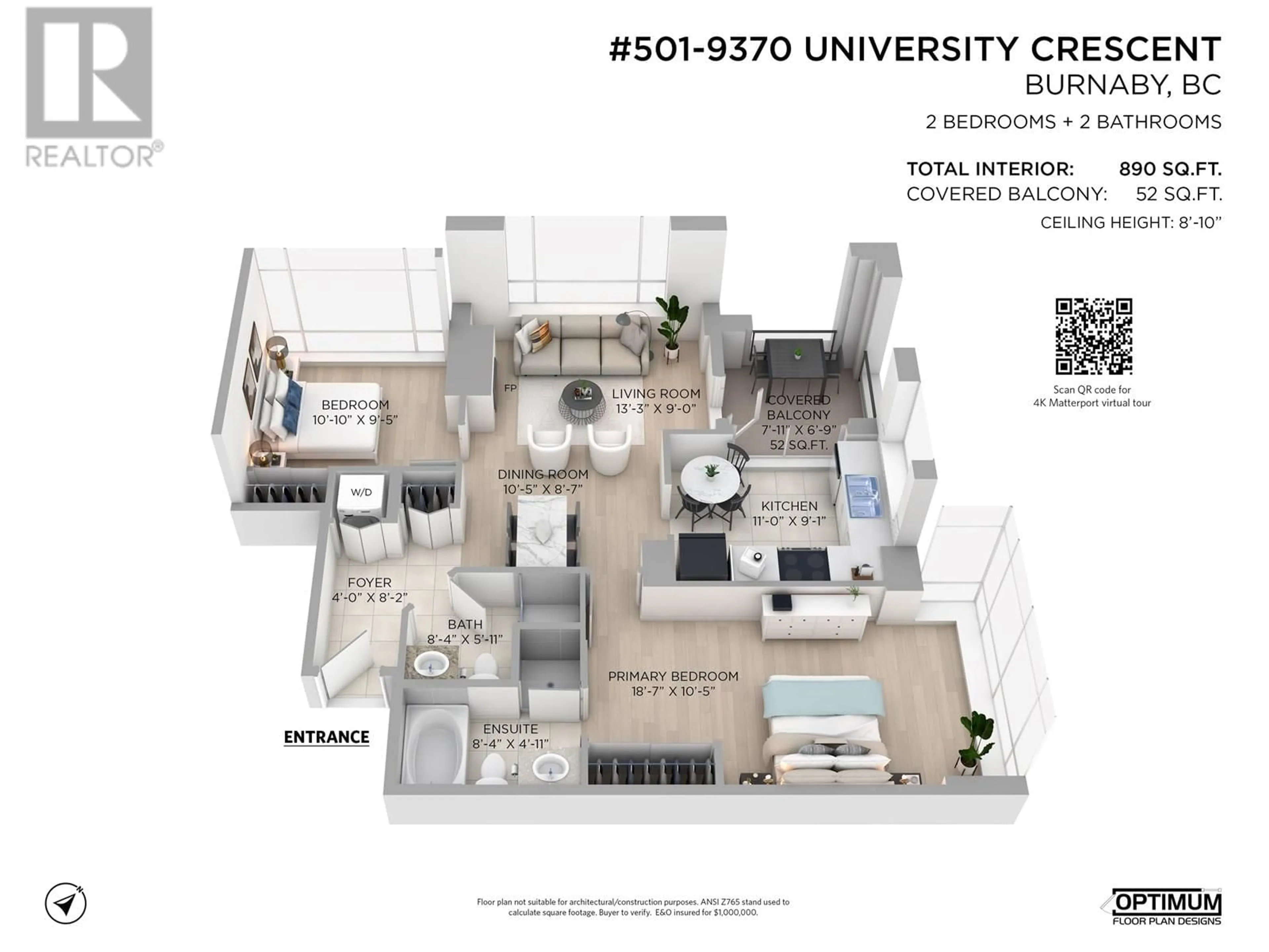 Floor plan for 501 - 9370 UNIVERSITY CRESCENT, Burnaby British Columbia V5A4X9