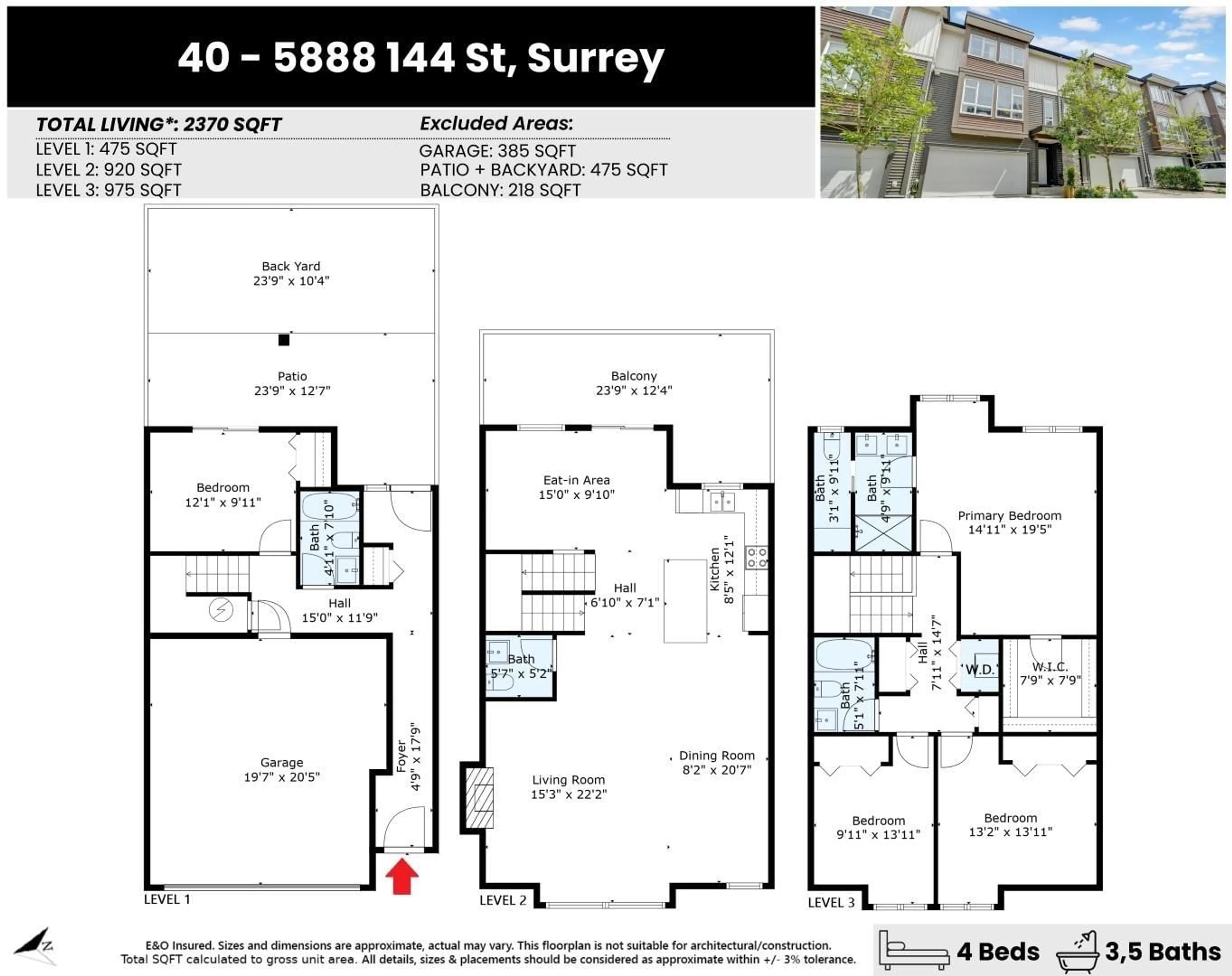 Floor plan for 40 - 5888 144, Surrey British Columbia V3X0G8