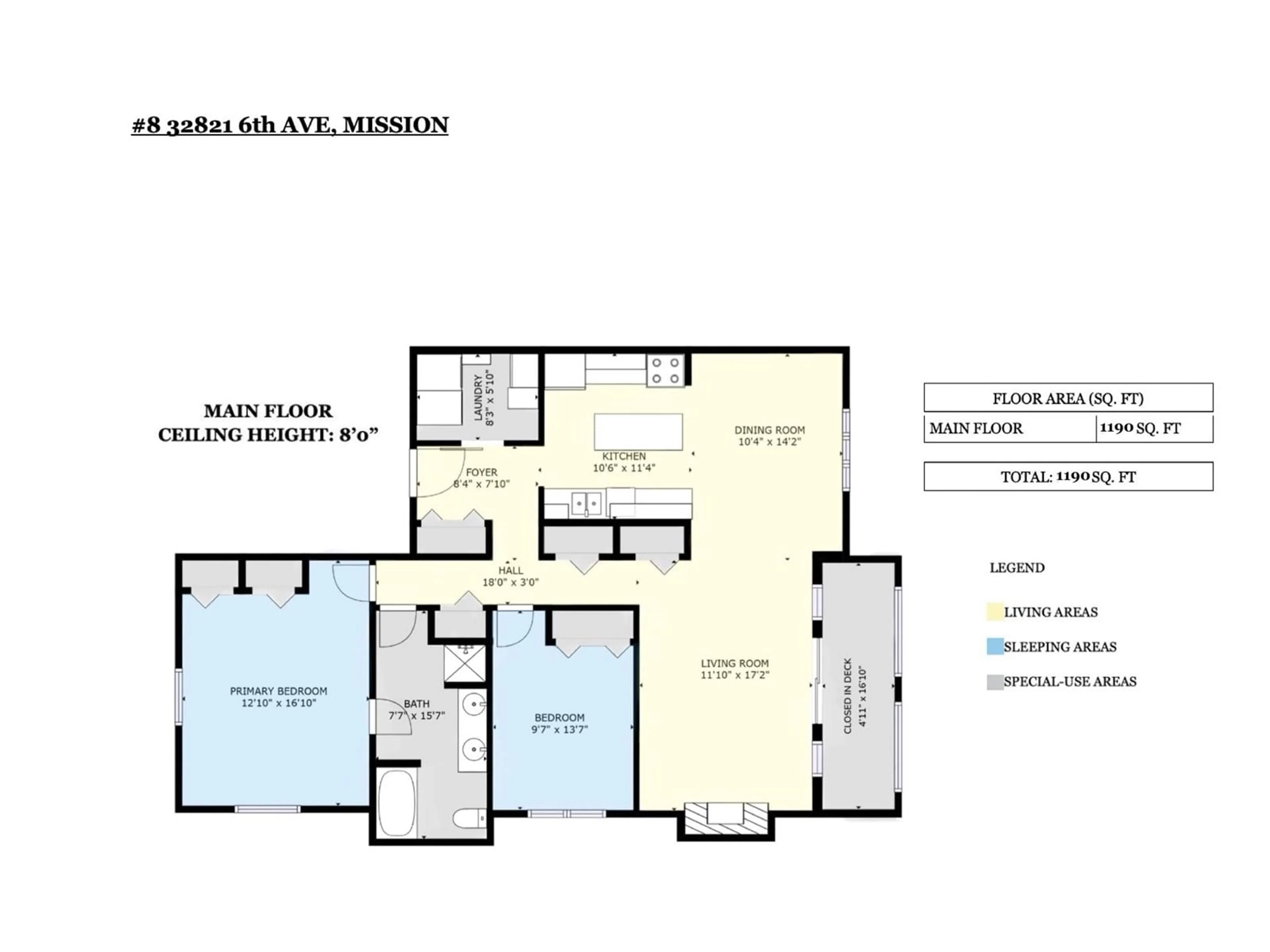 Floor plan for 8 - 32821 6TH, Mission British Columbia V2V6L1