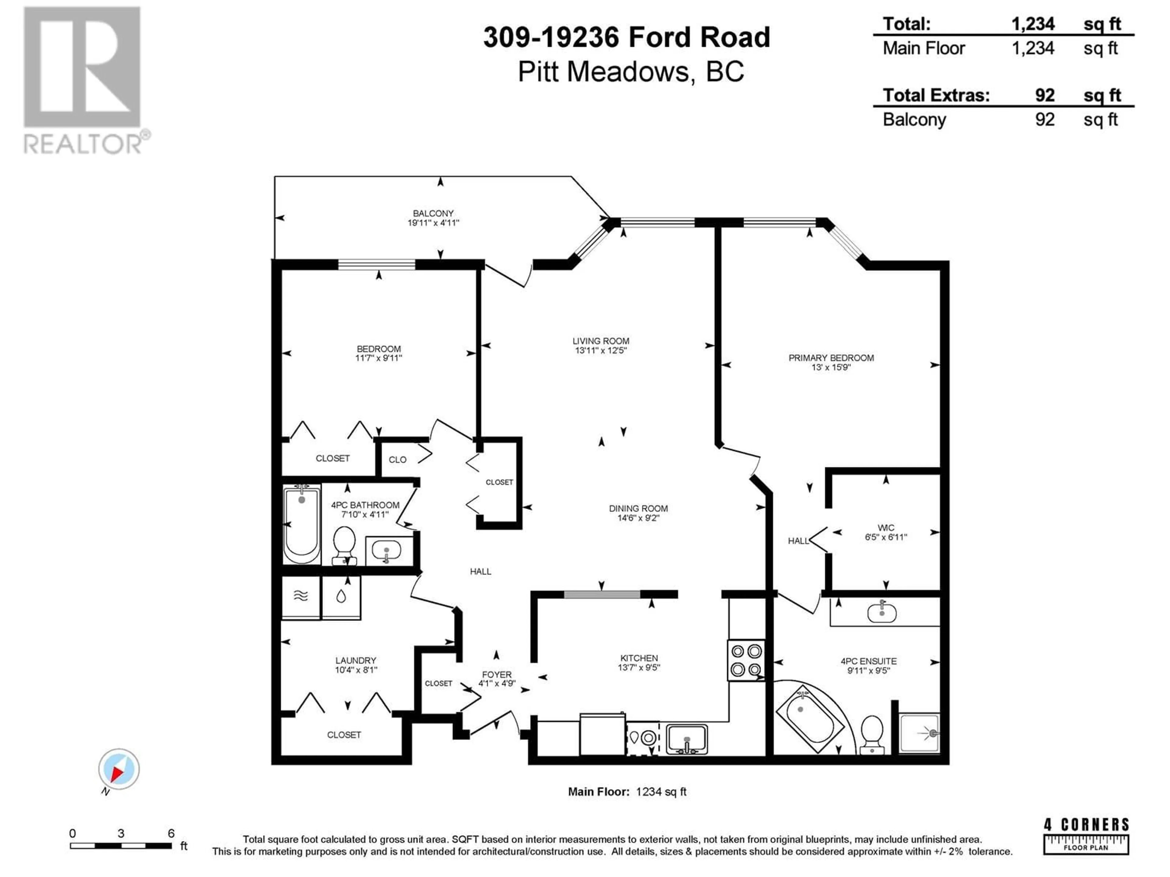 Floor plan for 309 - 19236 FORD ROAD, Pitt Meadows British Columbia V3Y2K1