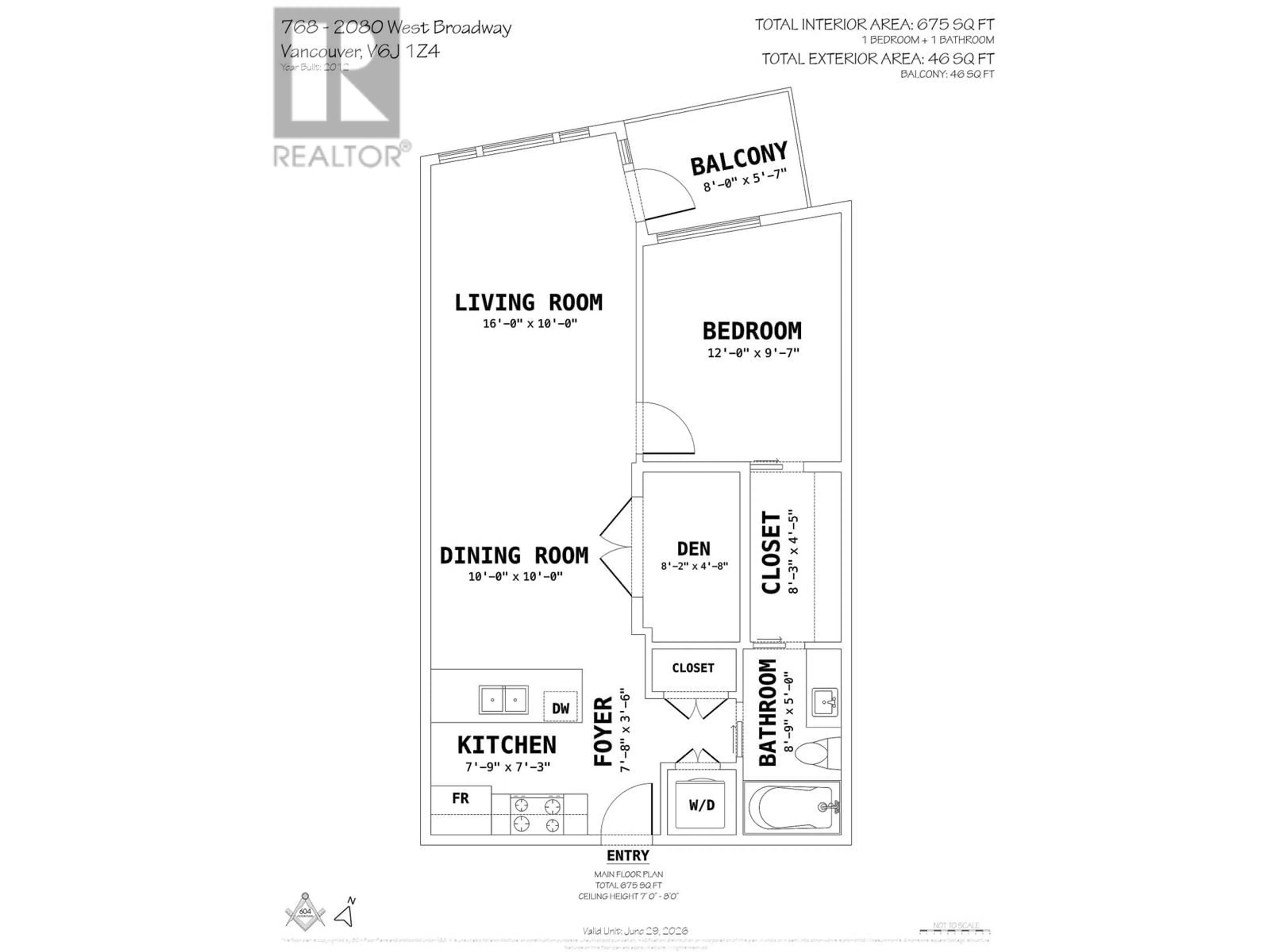 Floor plan for 768 - 2080 BROADWAY, Vancouver British Columbia V6J1Z4
