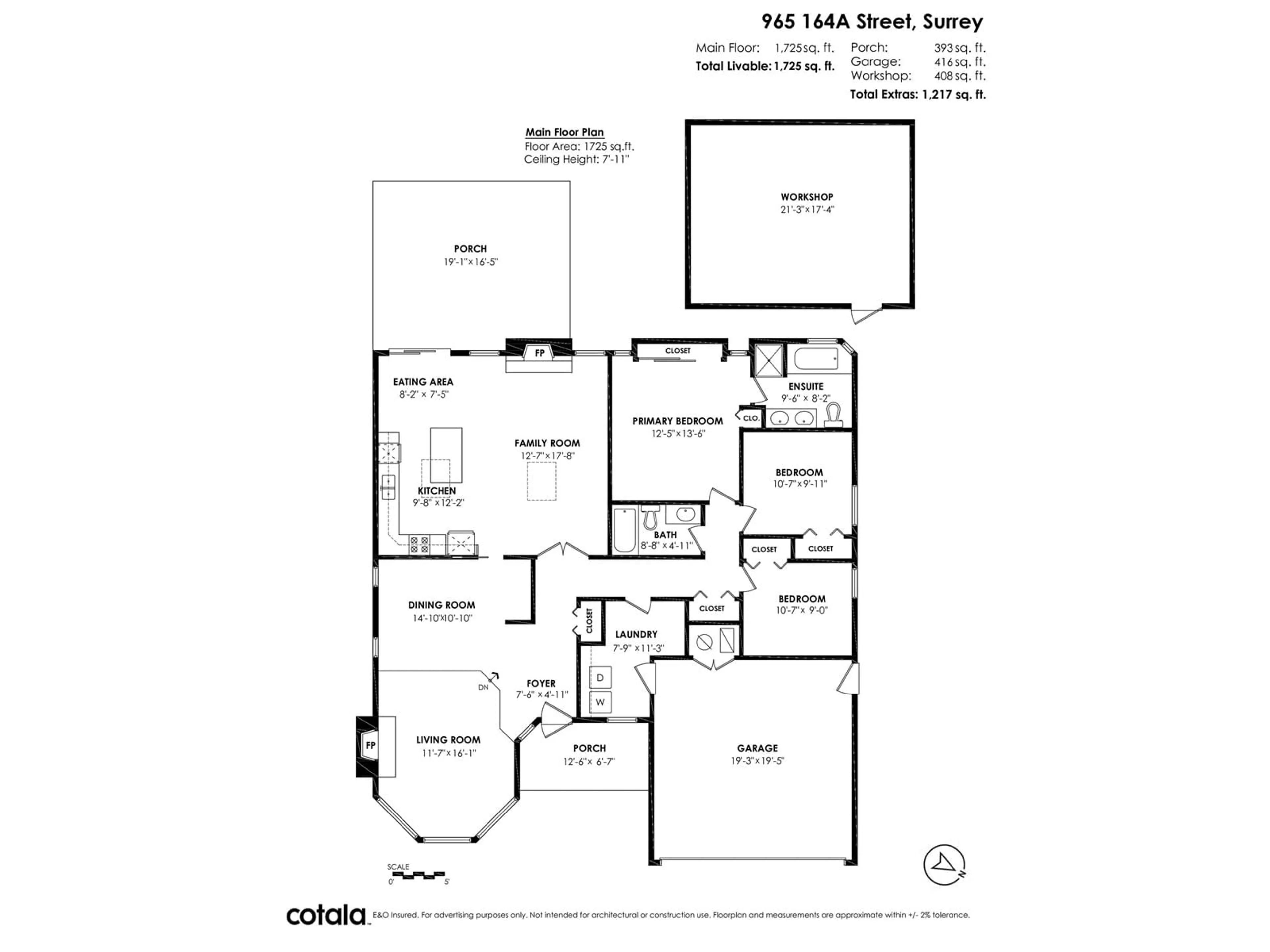 Floor plan for 965 164A ST., Surrey British Columbia V4A8N1