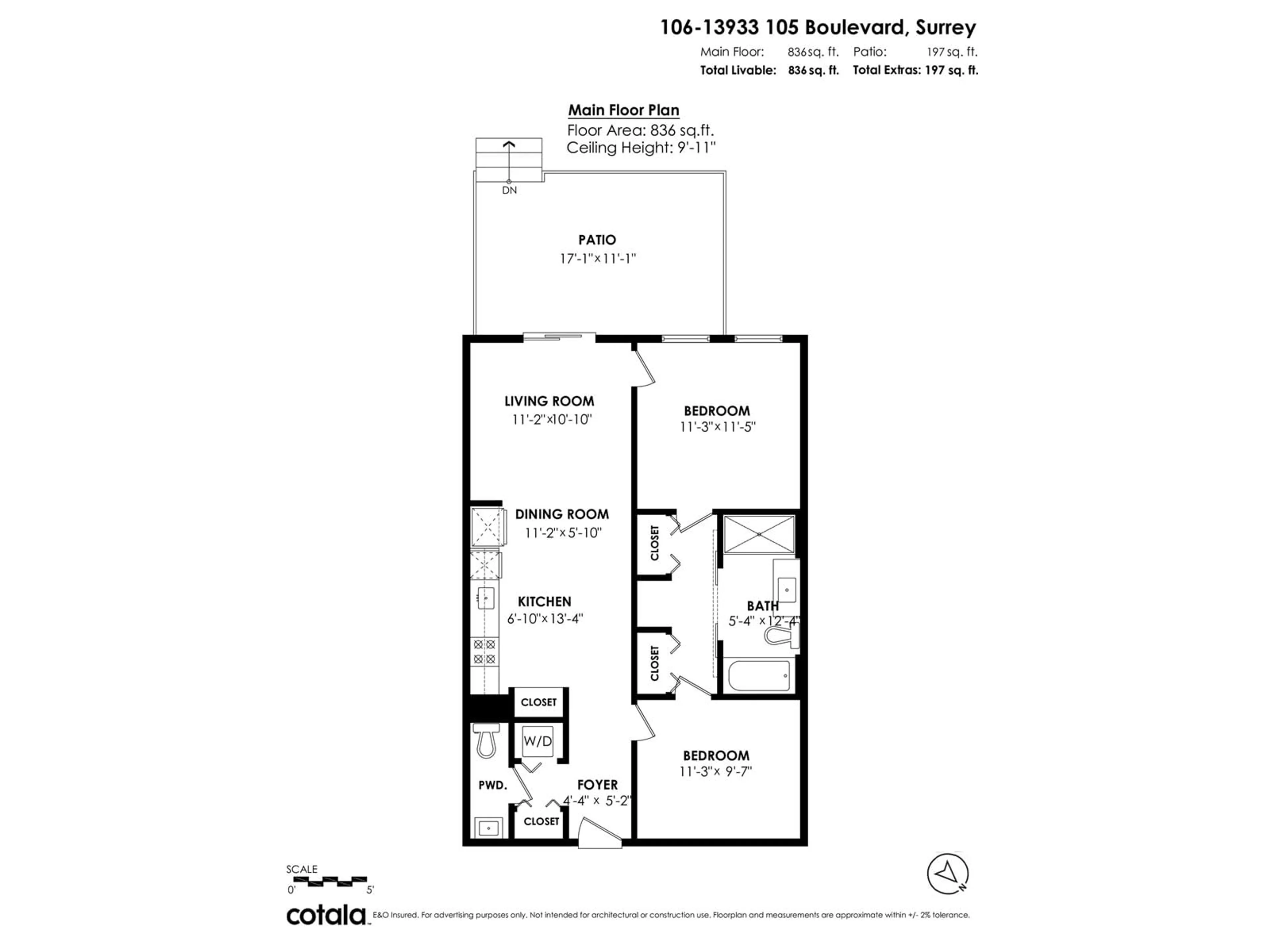 Floor plan for 106 - 13933 105, Surrey British Columbia V3T0R6