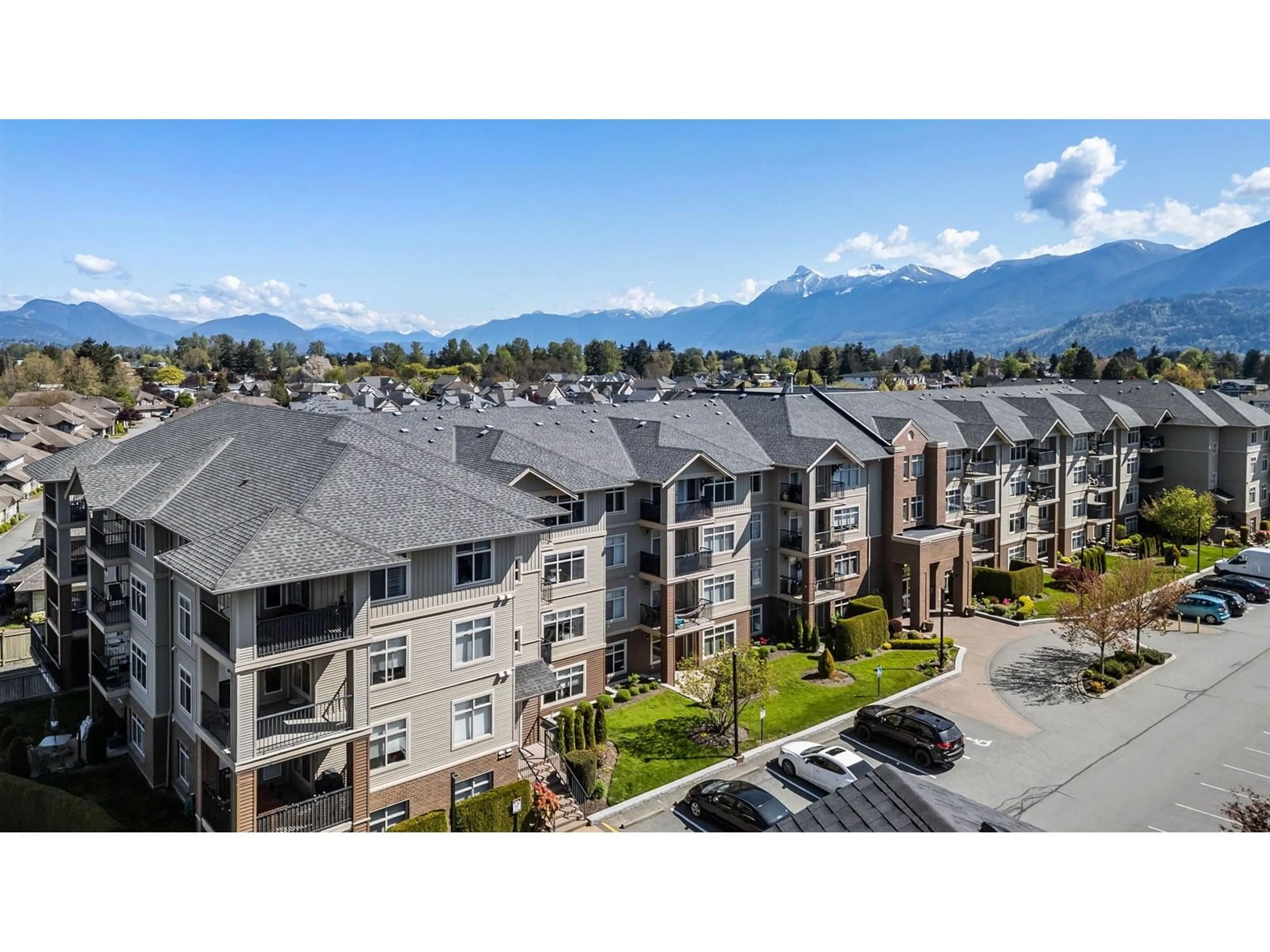 A pic from outside/outdoor area/front of a property/back of a property/a pic from drone, mountain view for 320 - 45769 STEVENSON ROAD, Chilliwack British Columbia V2R5Z2